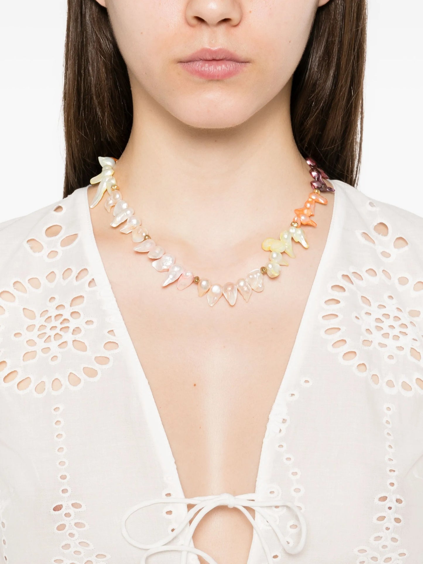 broderie tie mini dress