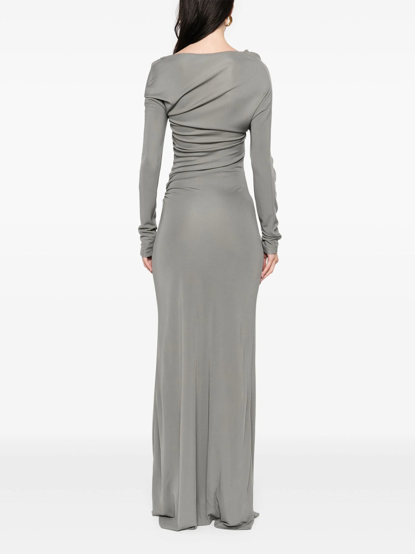 one-shoulder draped maxi dress
