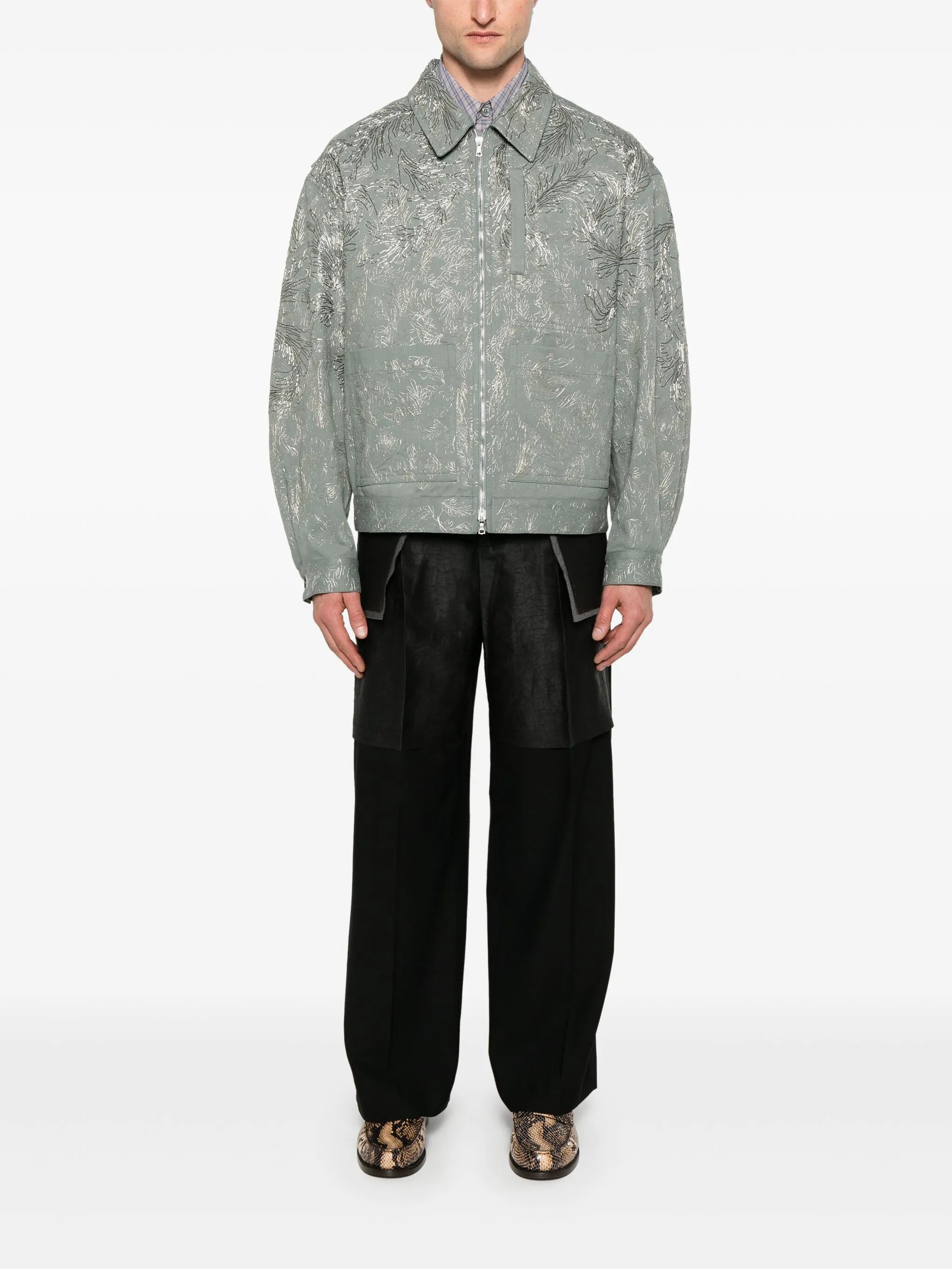 floral-embroidered jacket