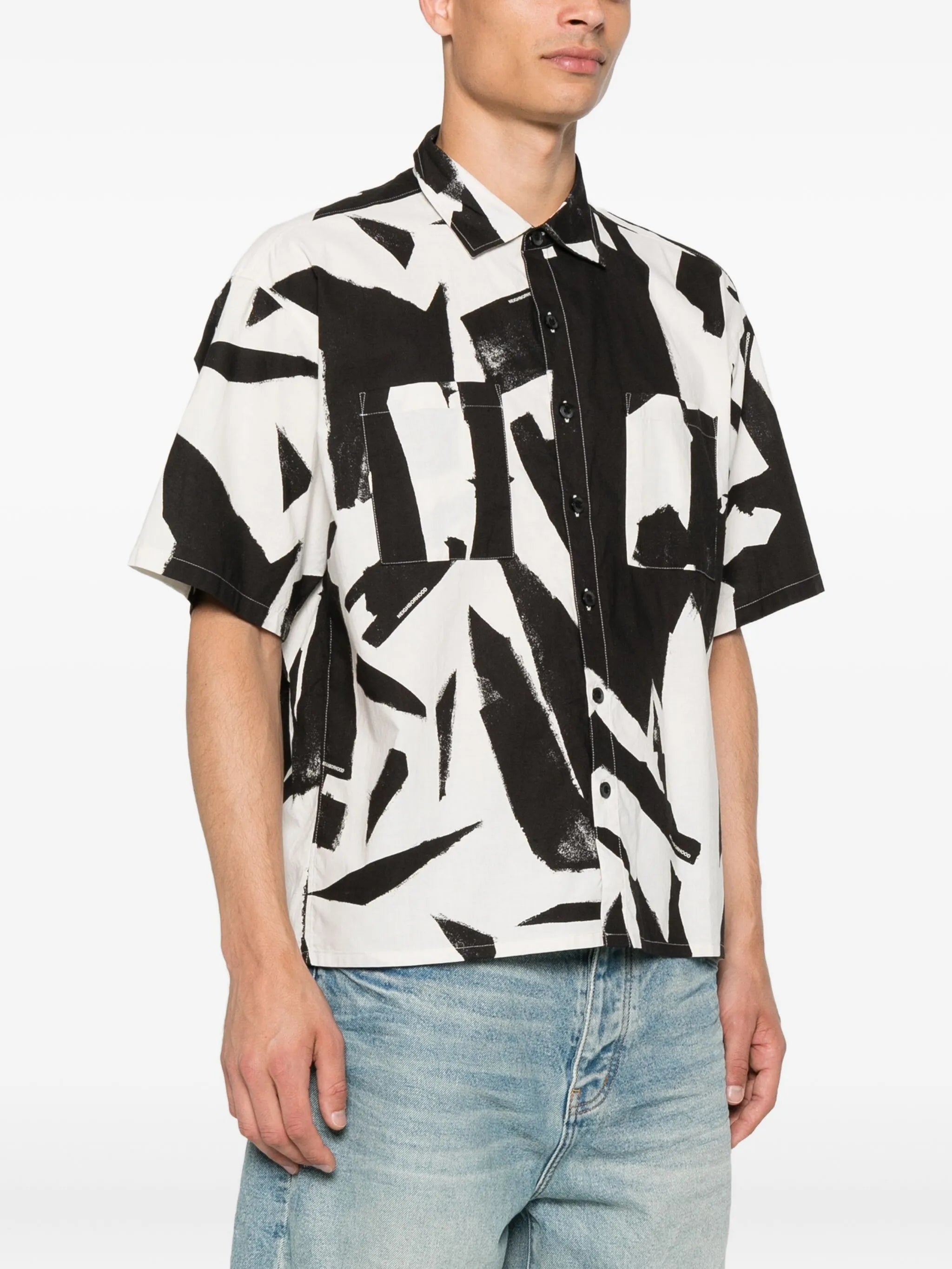 abstract-print shirt