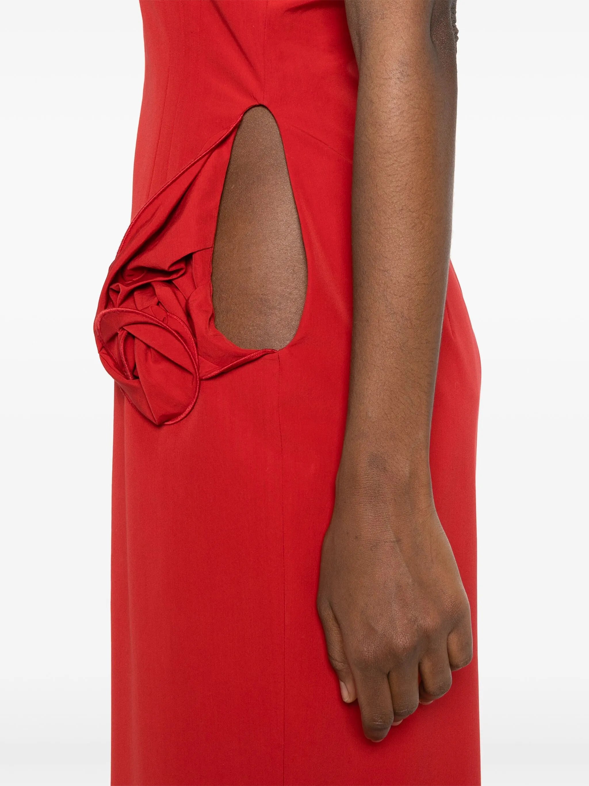 rose-detailed midi dress