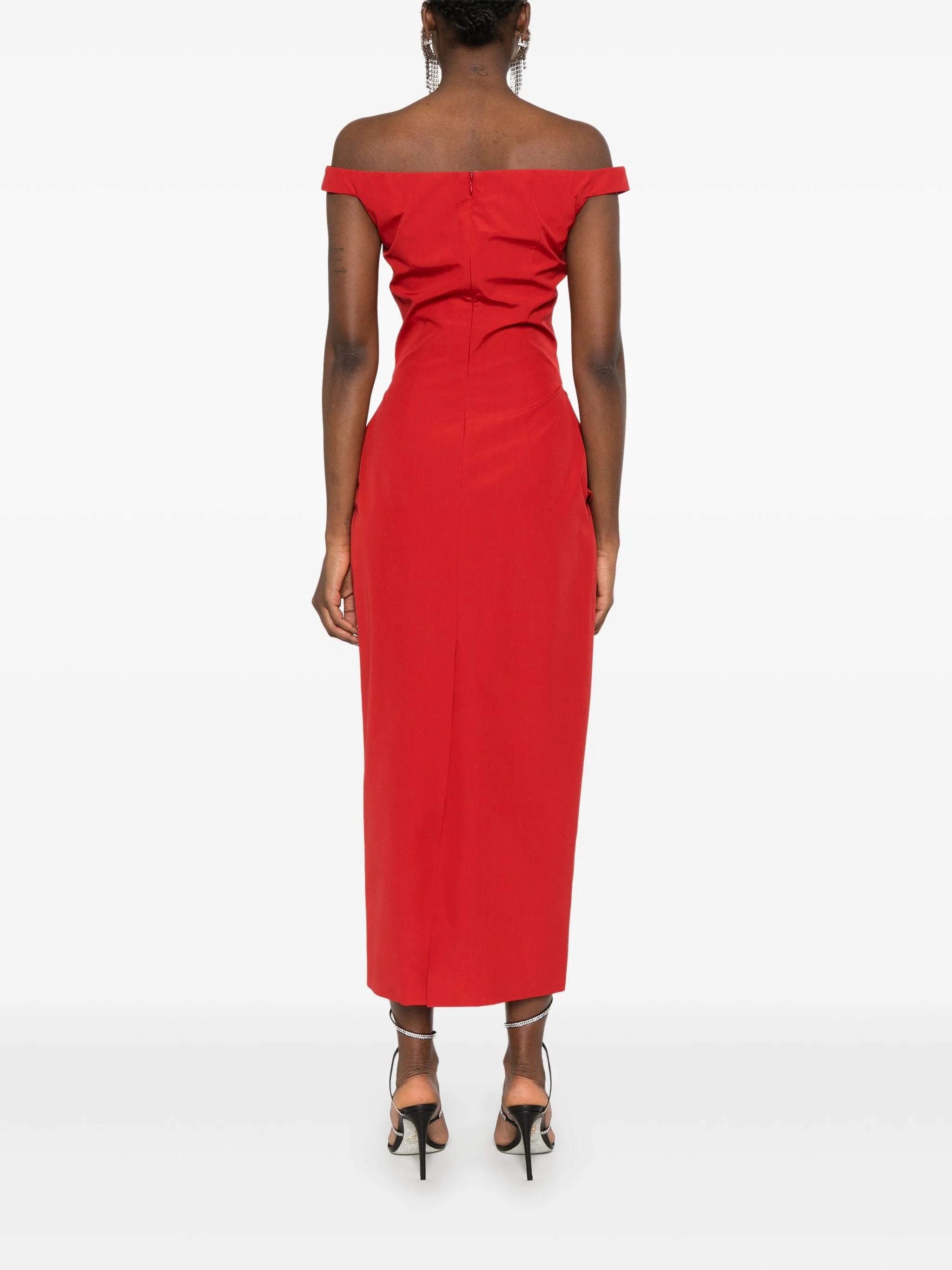 rose-detailed midi dress