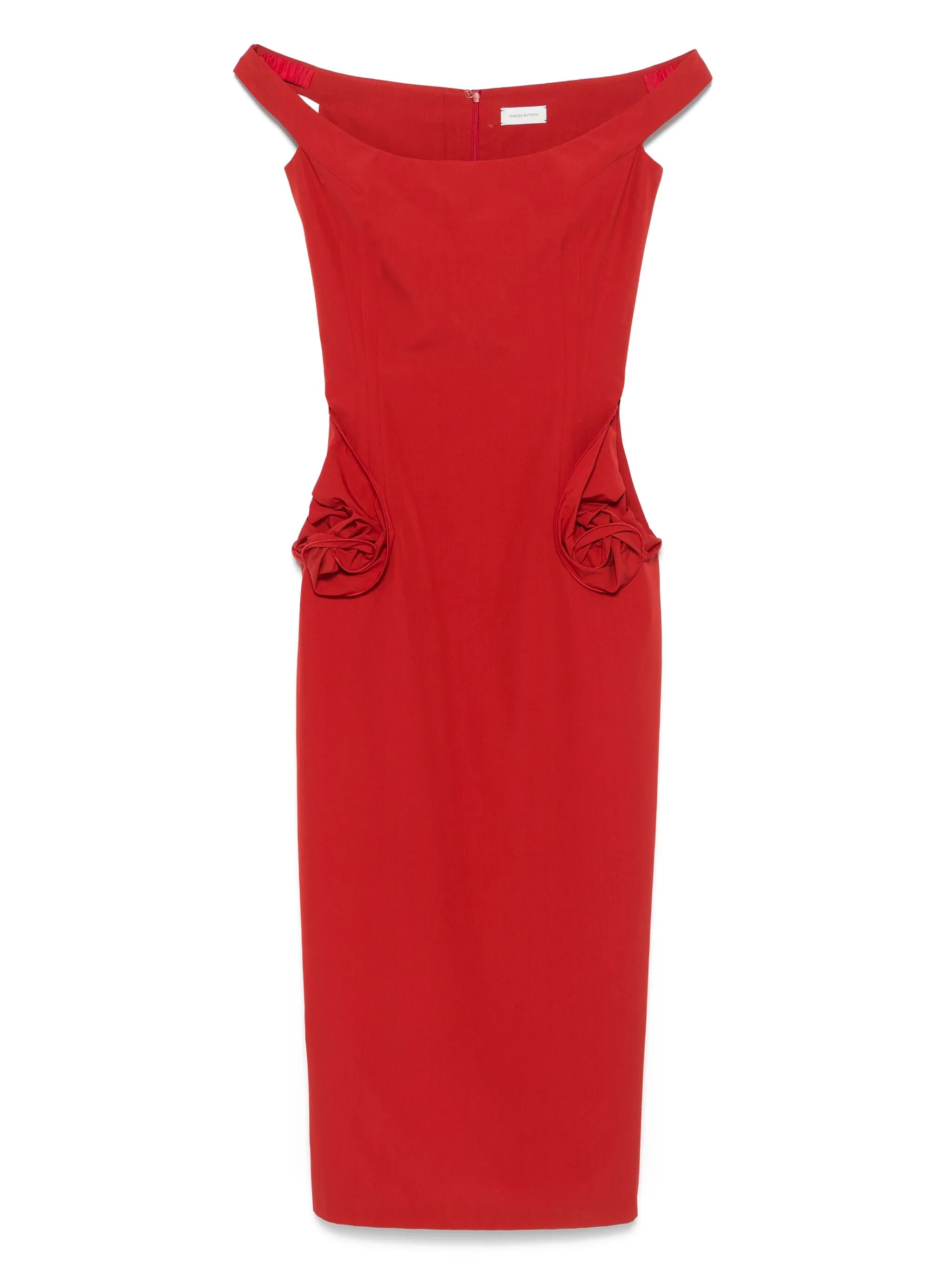 rose-detailed midi dress