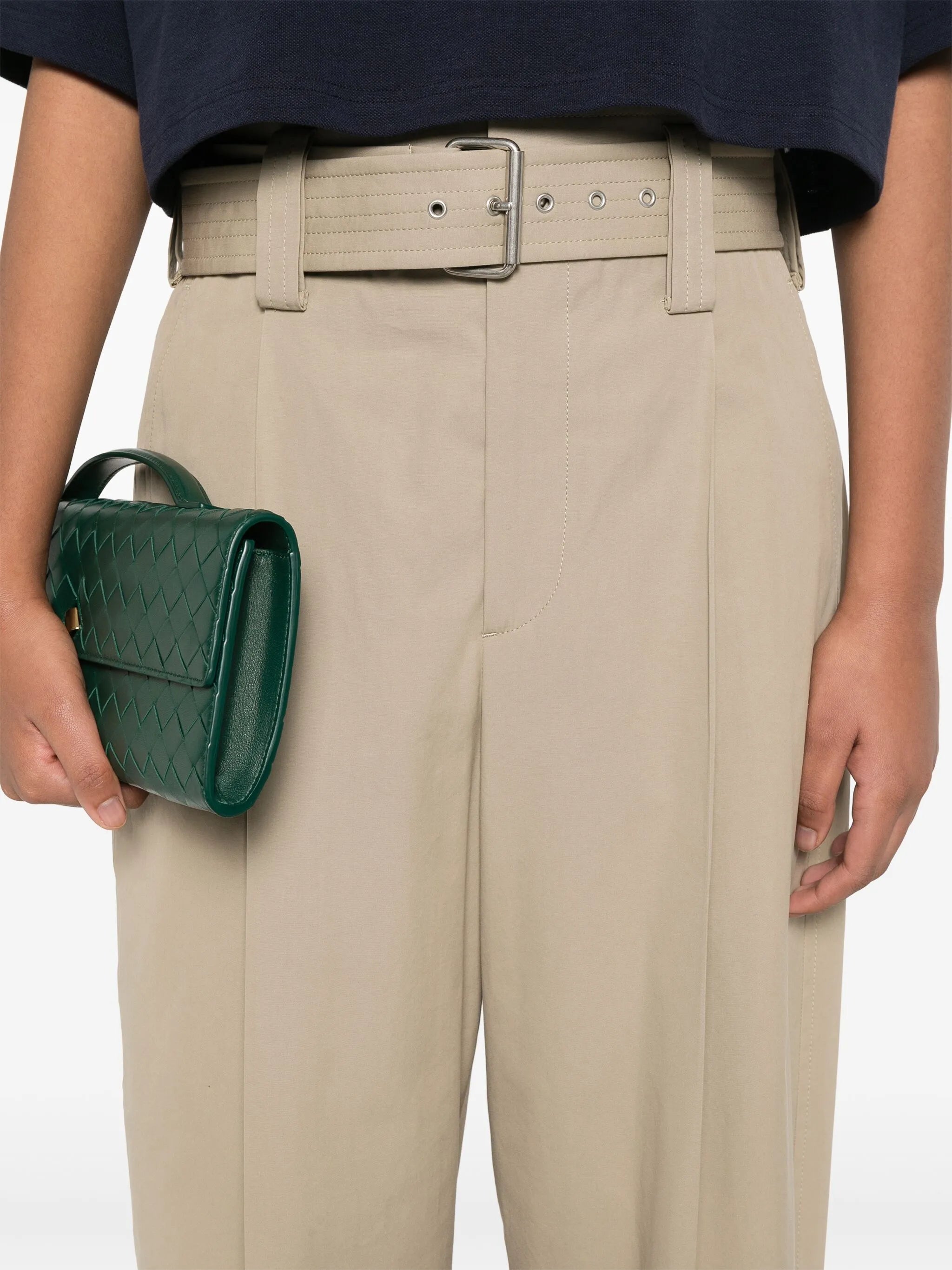 belted straight-leg trousers