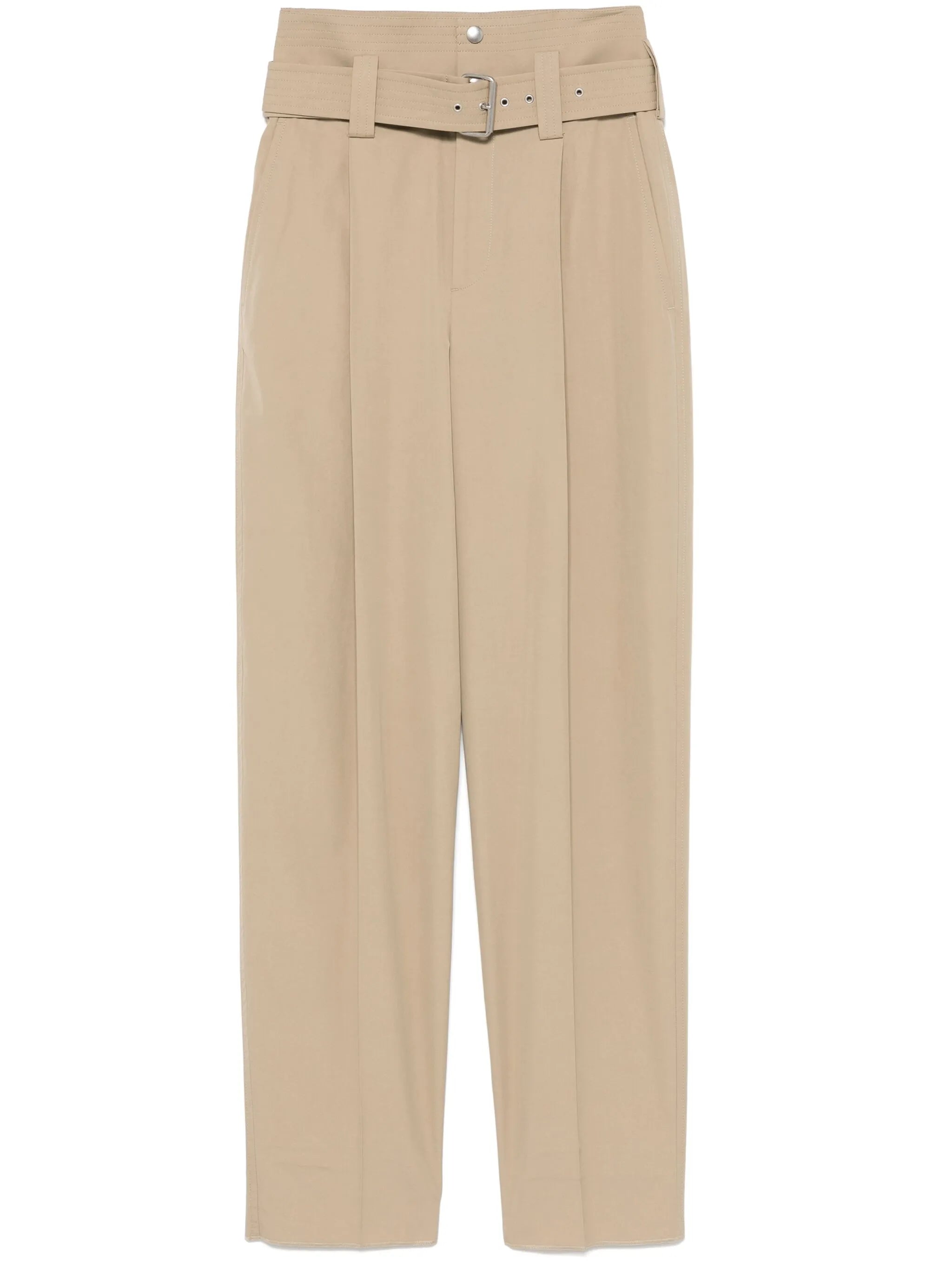 belted straight-leg trousers