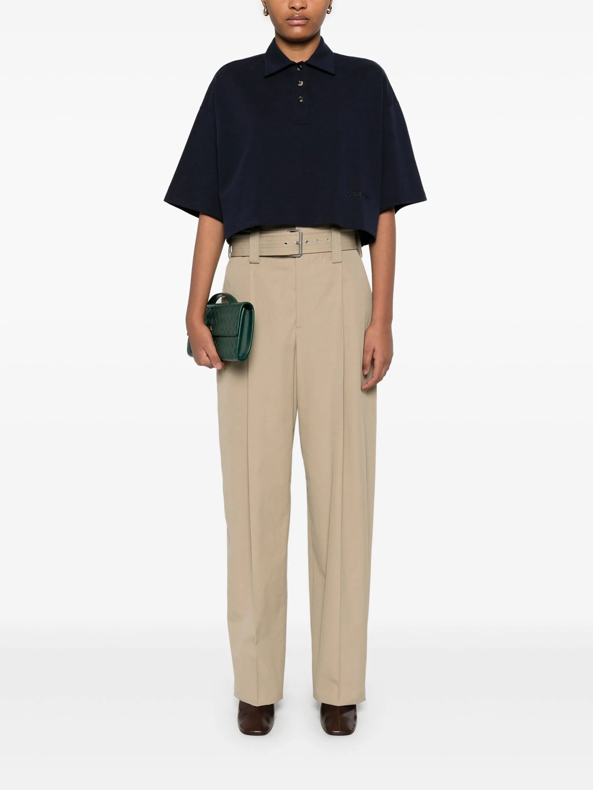 belted straight-leg trousers