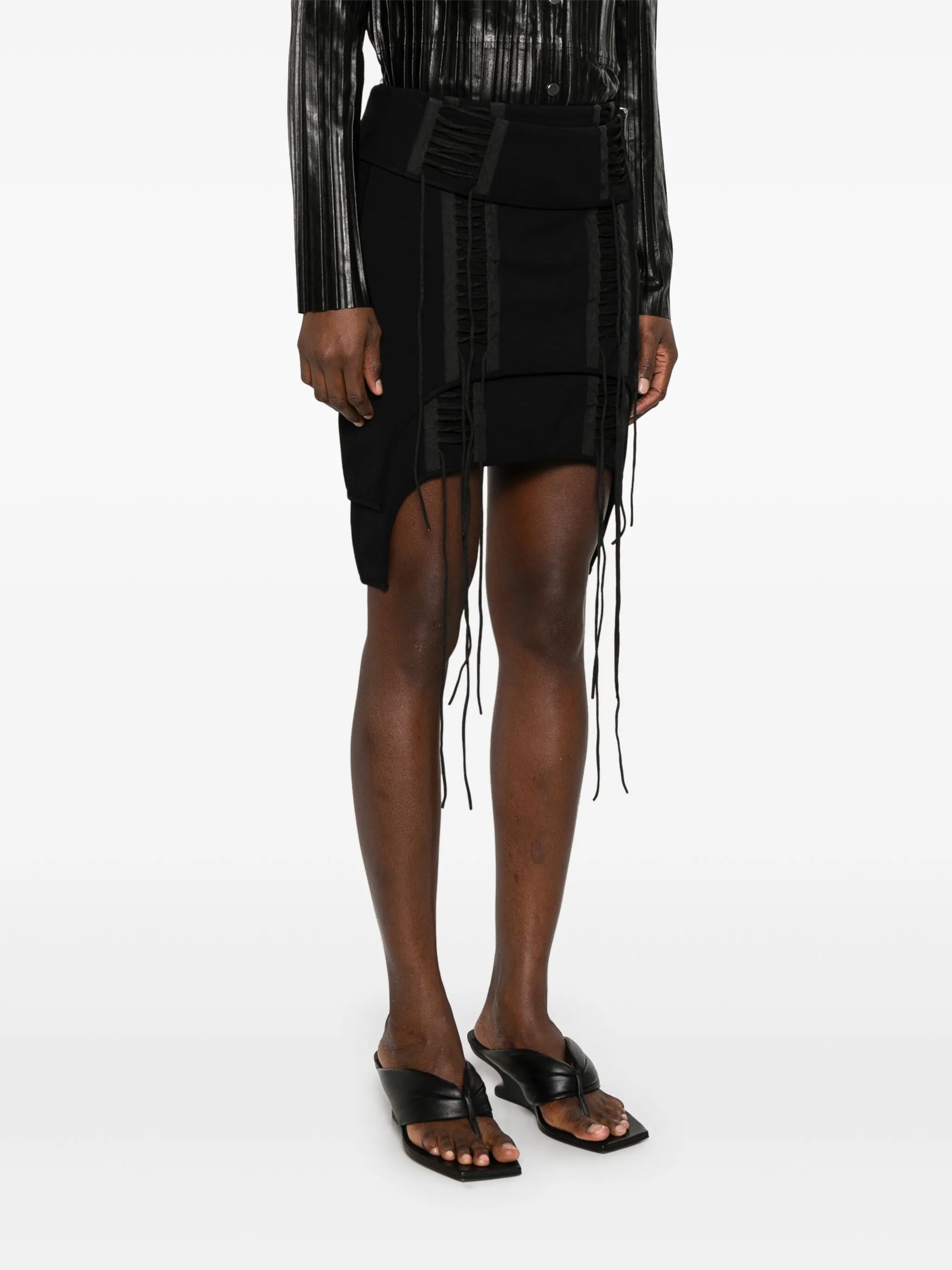 lace-up mini skirt