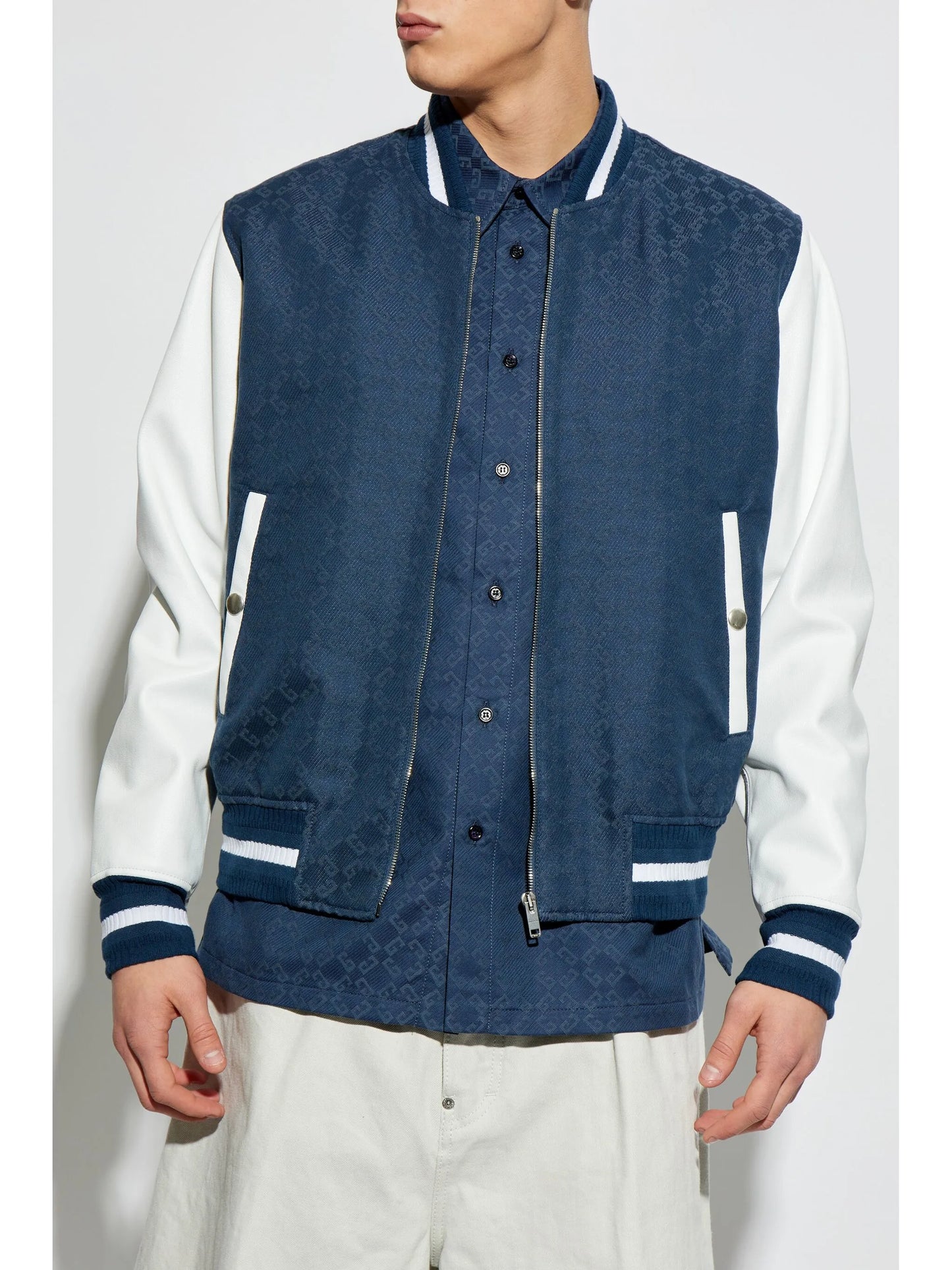 monogram-jacquard bomber jacket