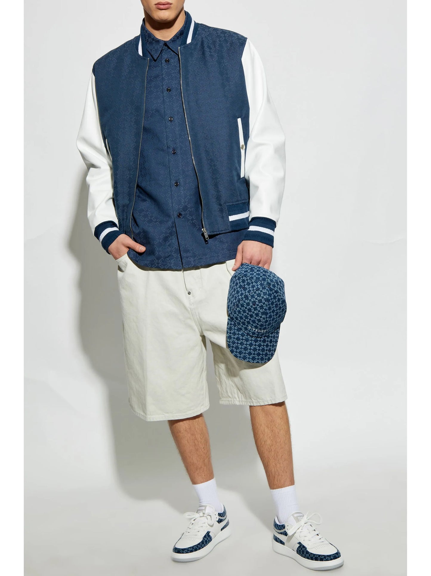 monogram-jacquard bomber jacket