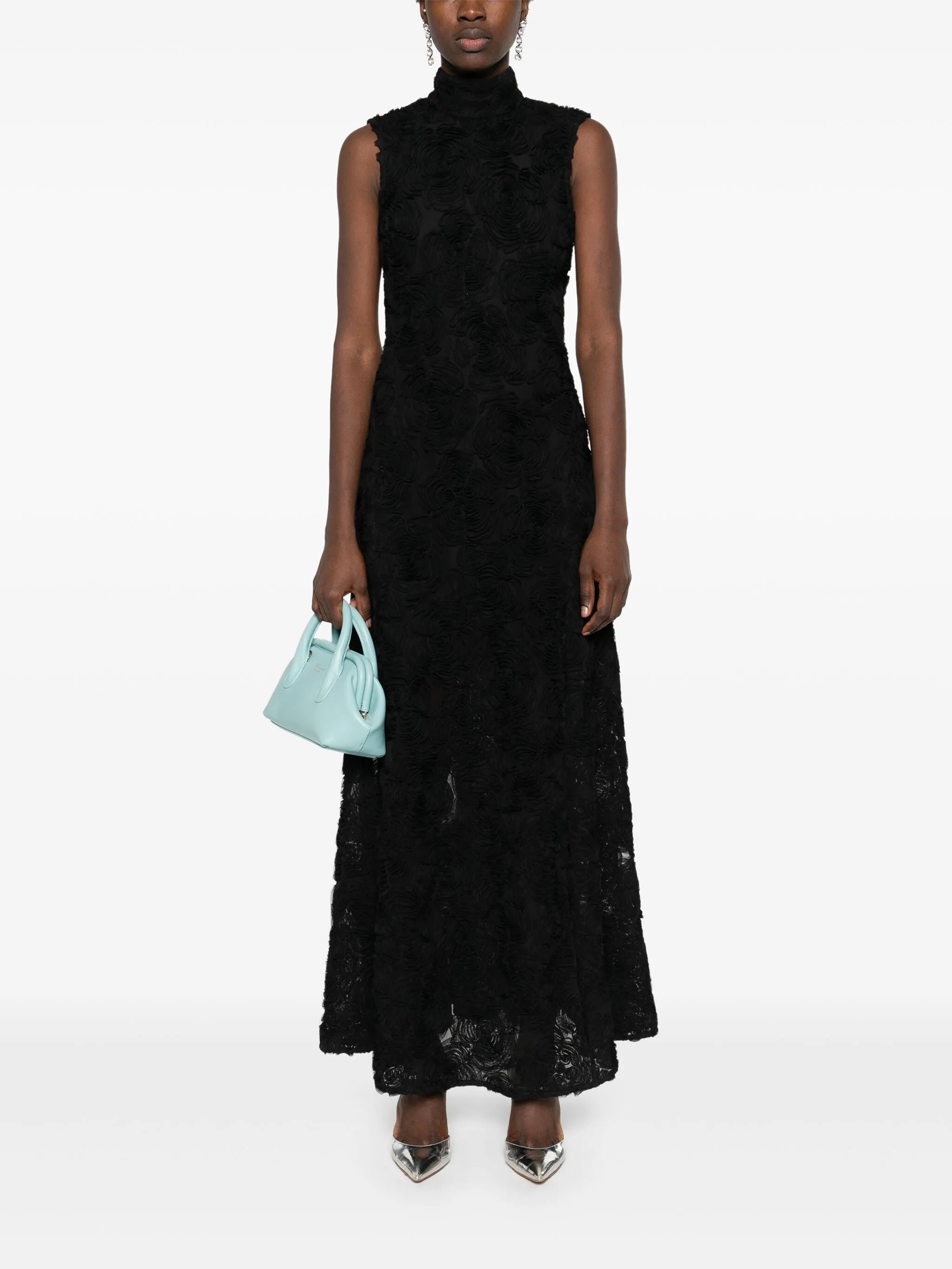 flower-mesh maxi dress