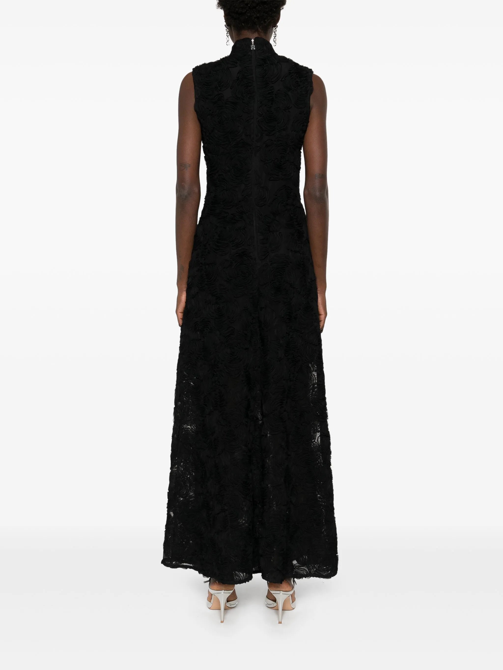 flower-mesh maxi dress