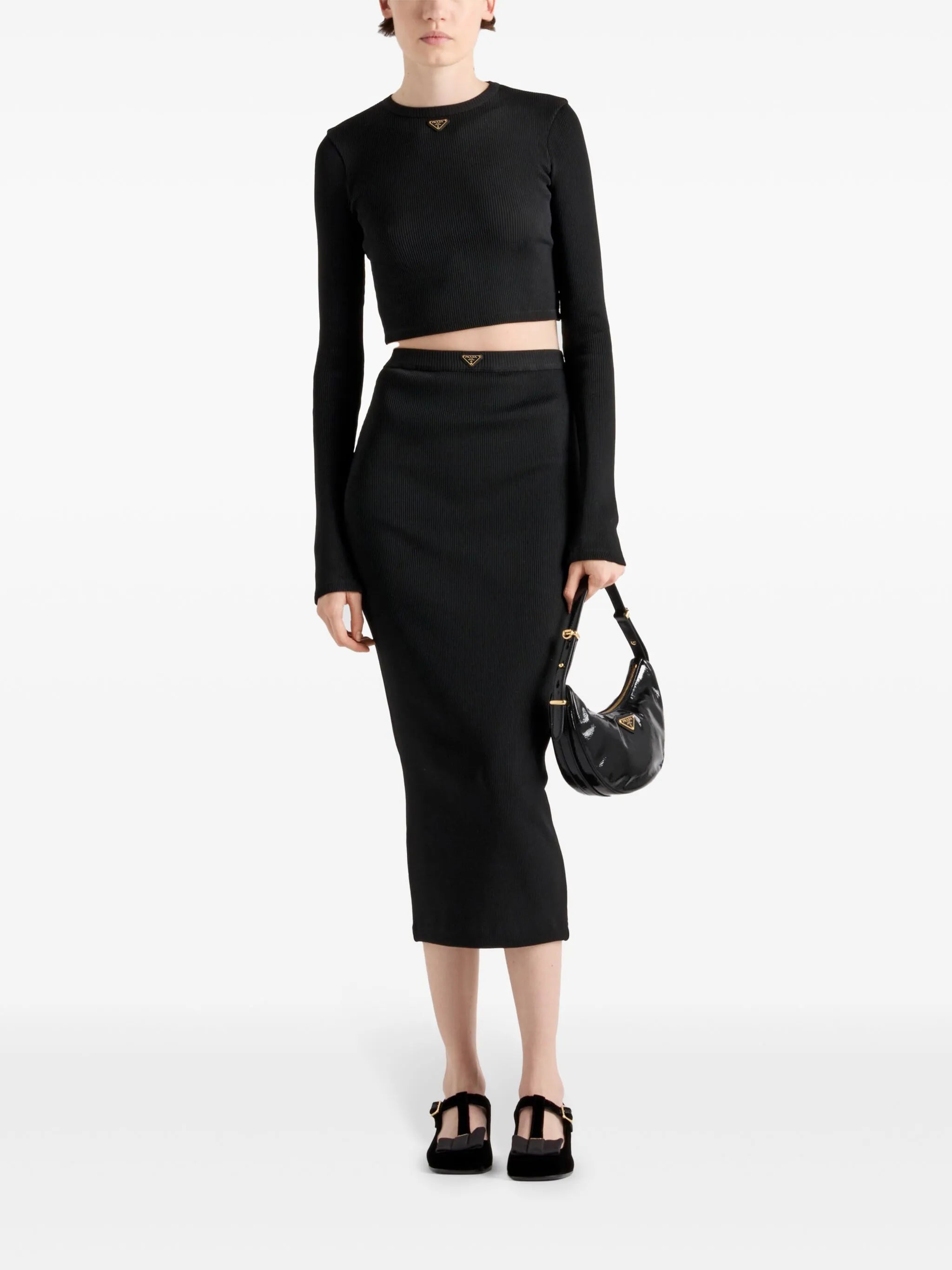 ribbed jersey midi skirt