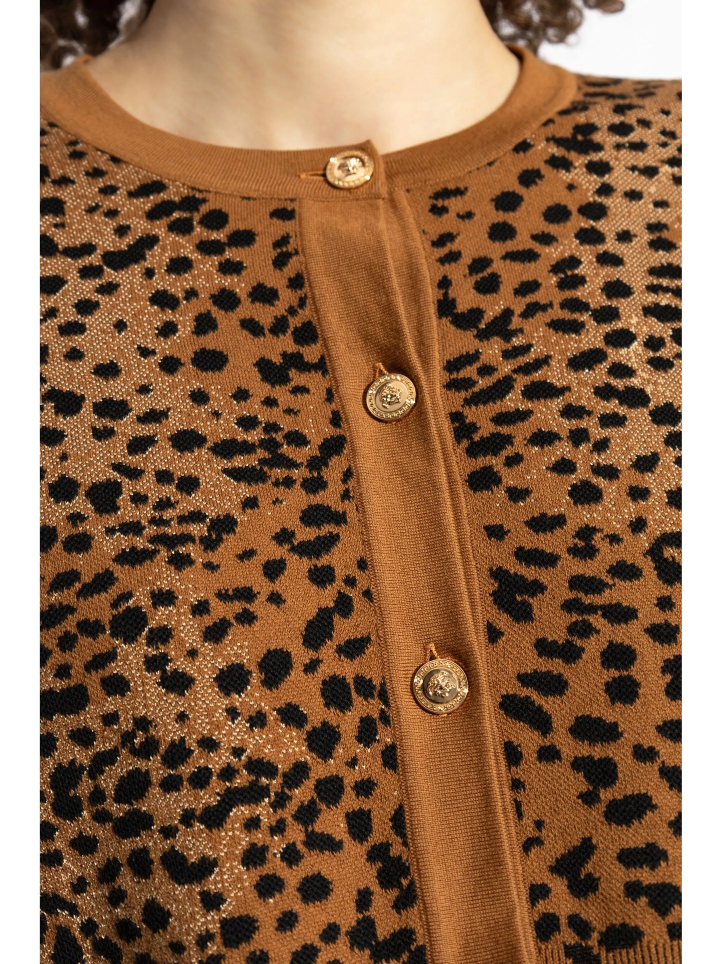 leopard-print cropped cardigan