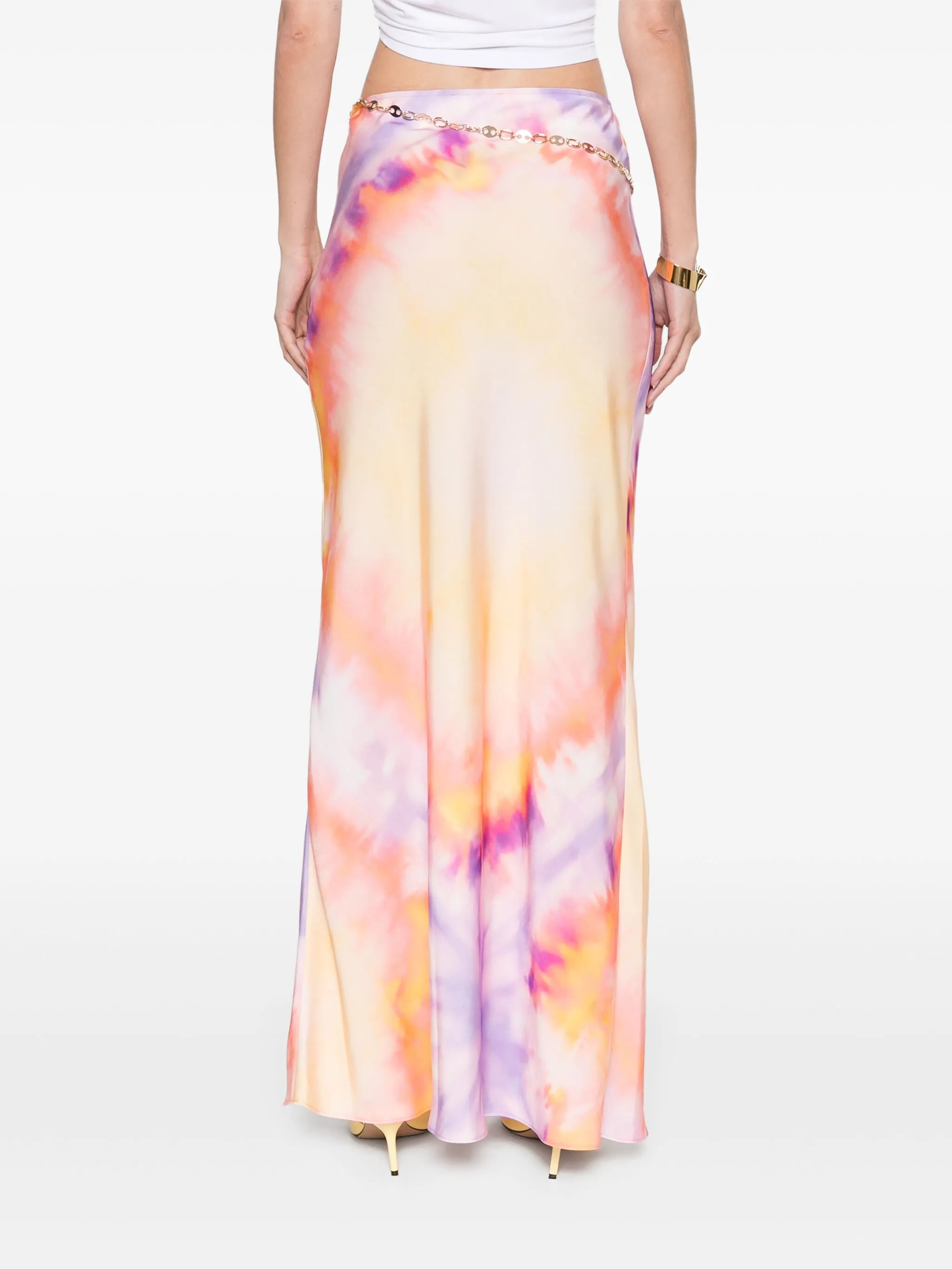 tie-dye print maxi skirt
