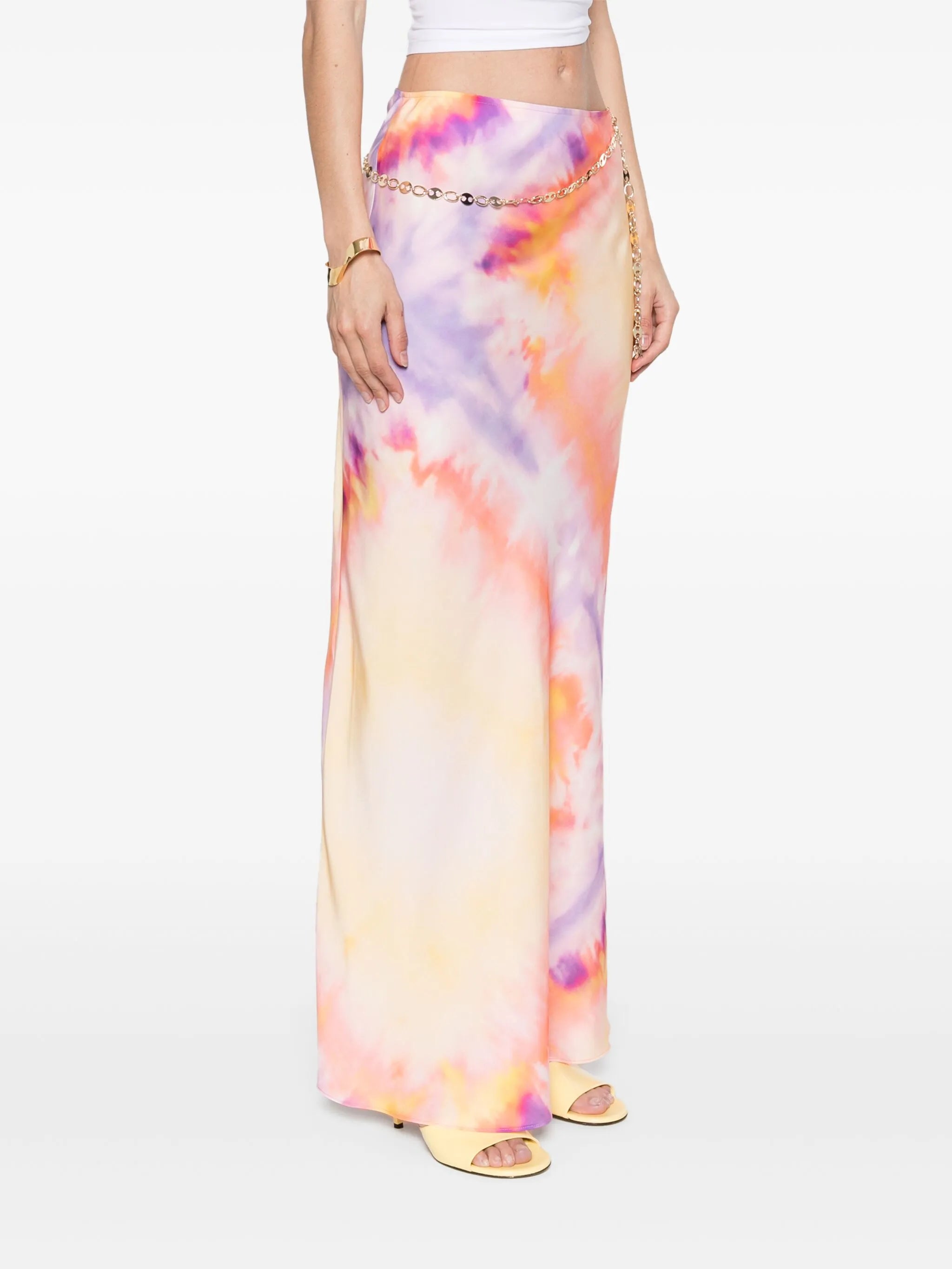 tie-dye print maxi skirt