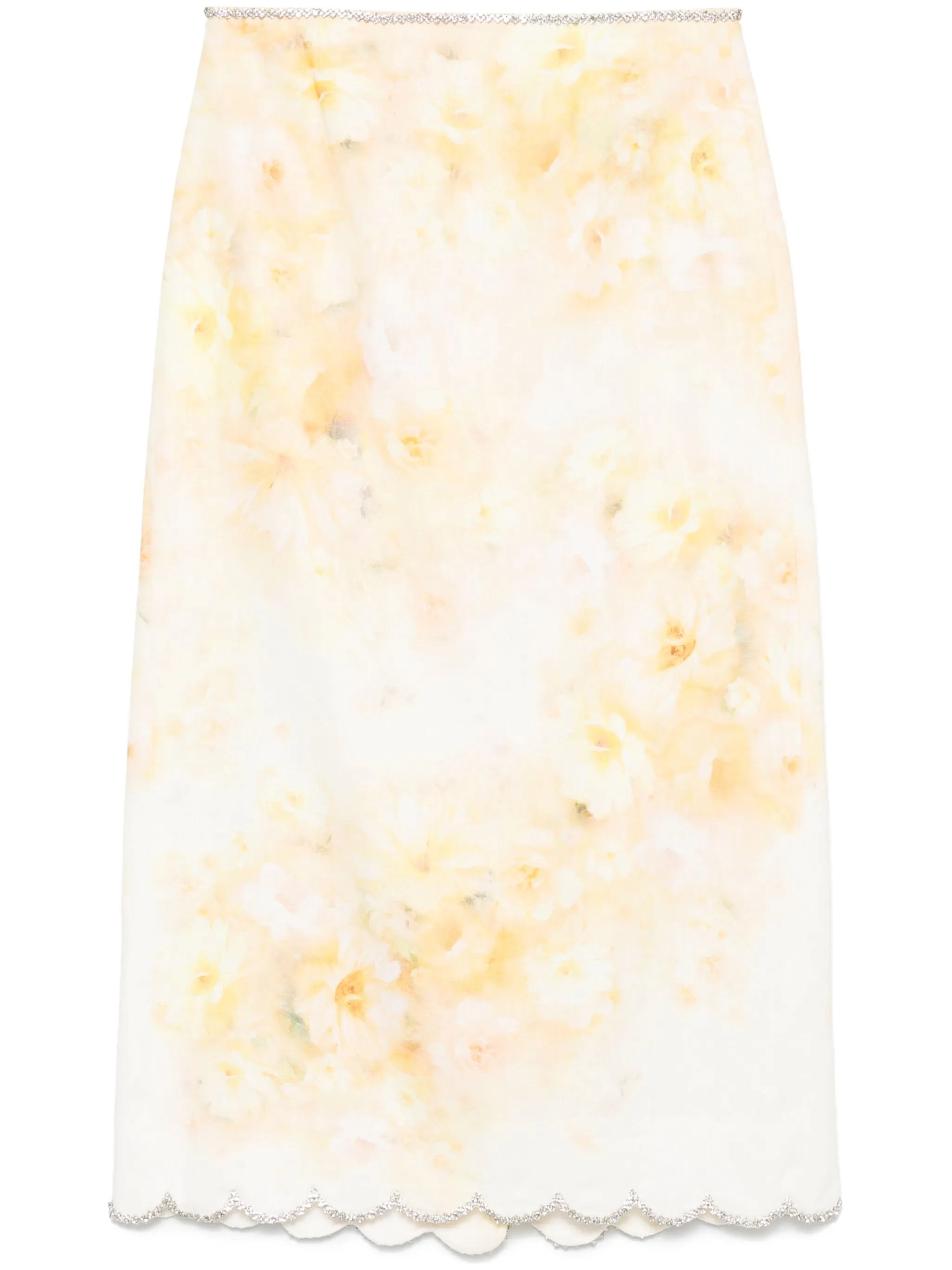 Crush scalloped midi skirt
