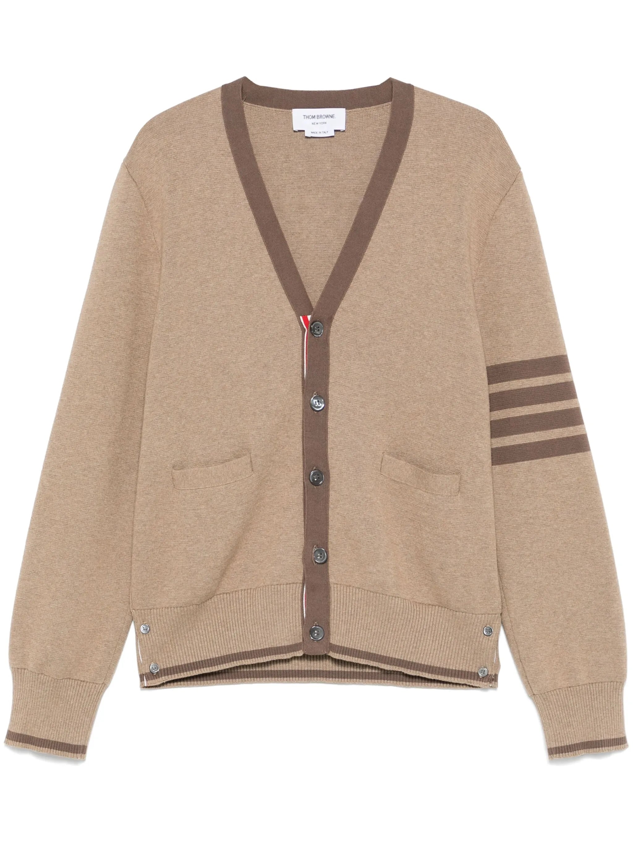 4-Bar stripe cotton cardigan