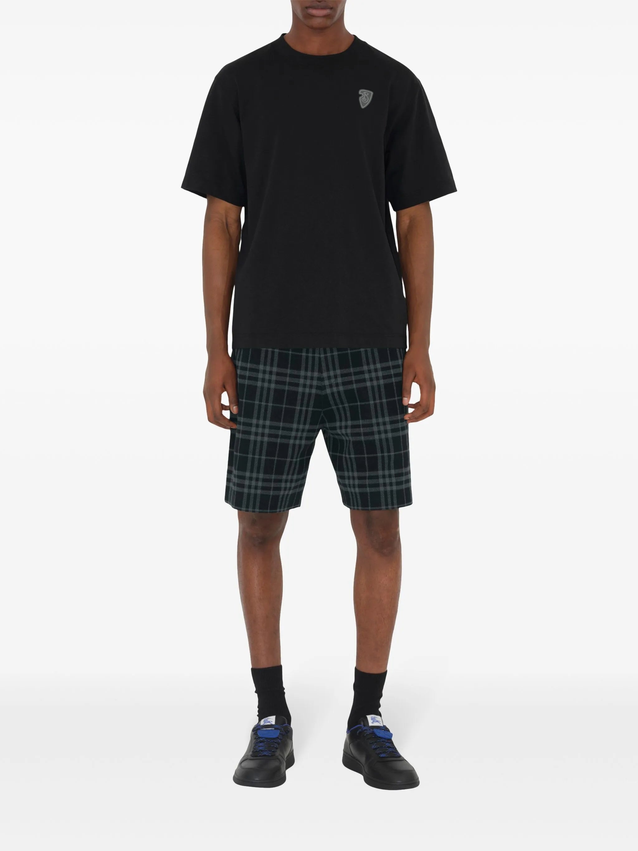 check-print shorts