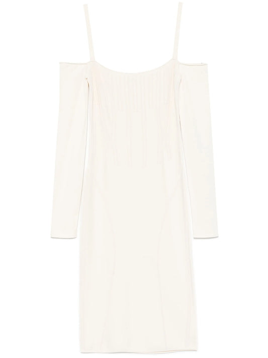 boning-detail knitted midi dress