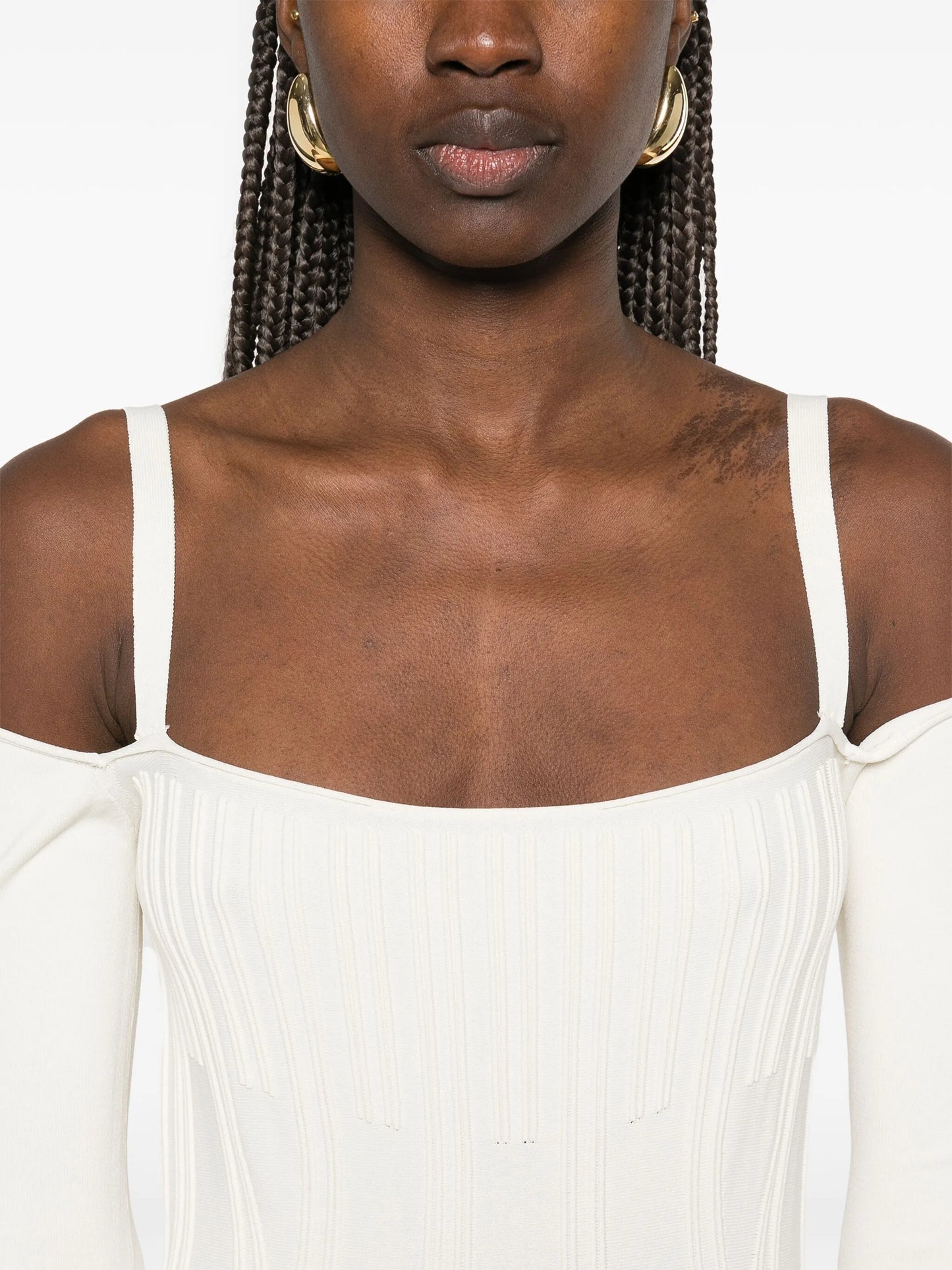 boning-detail knitted midi dress