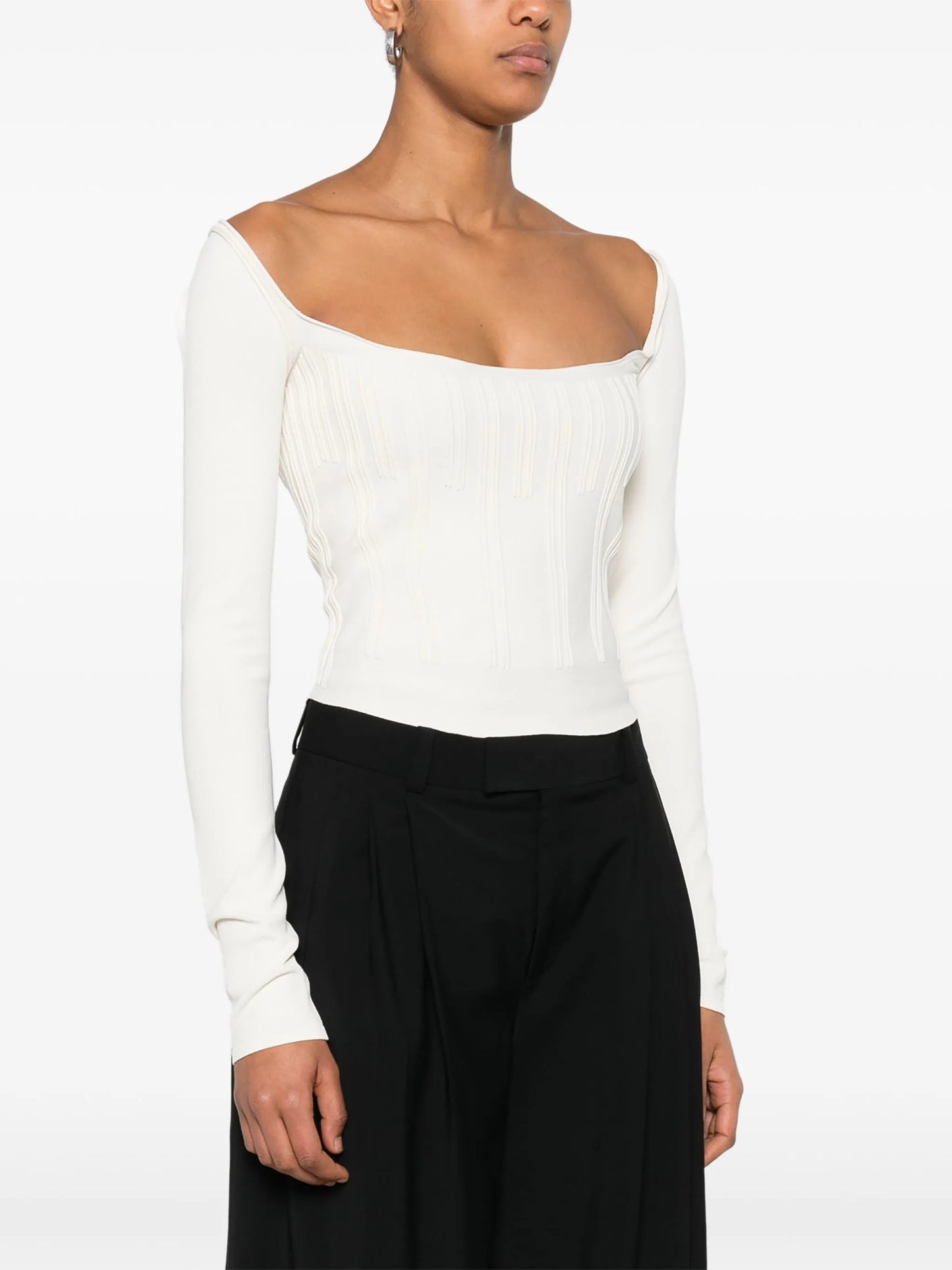 boning-detail sweater