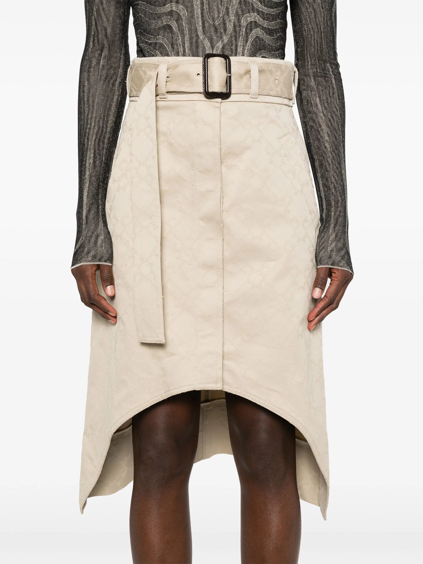 monogram 72 asymmetric midi skirt