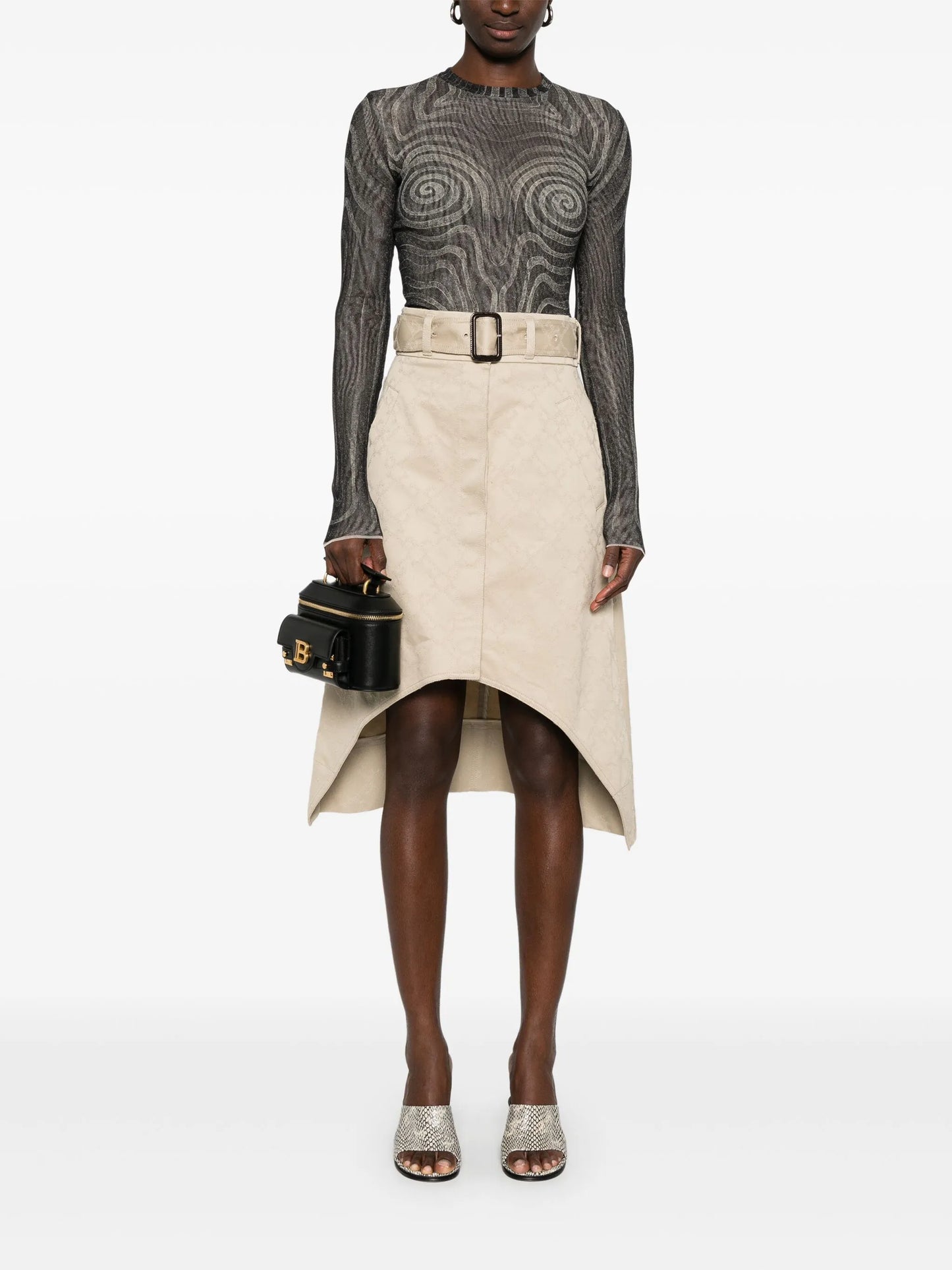 monogram 72 asymmetric midi skirt
