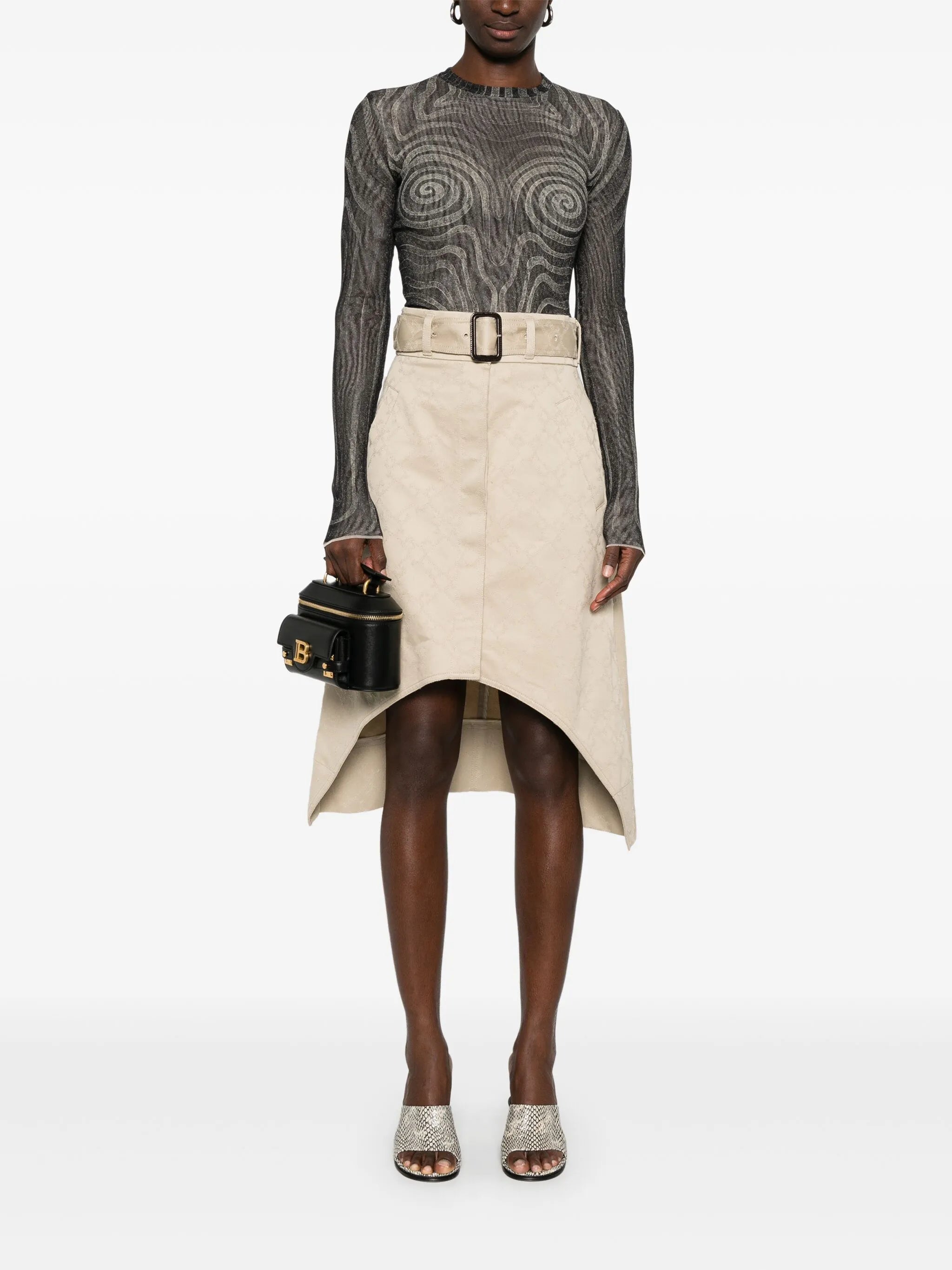 monogram 72 asymmetric midi skirt