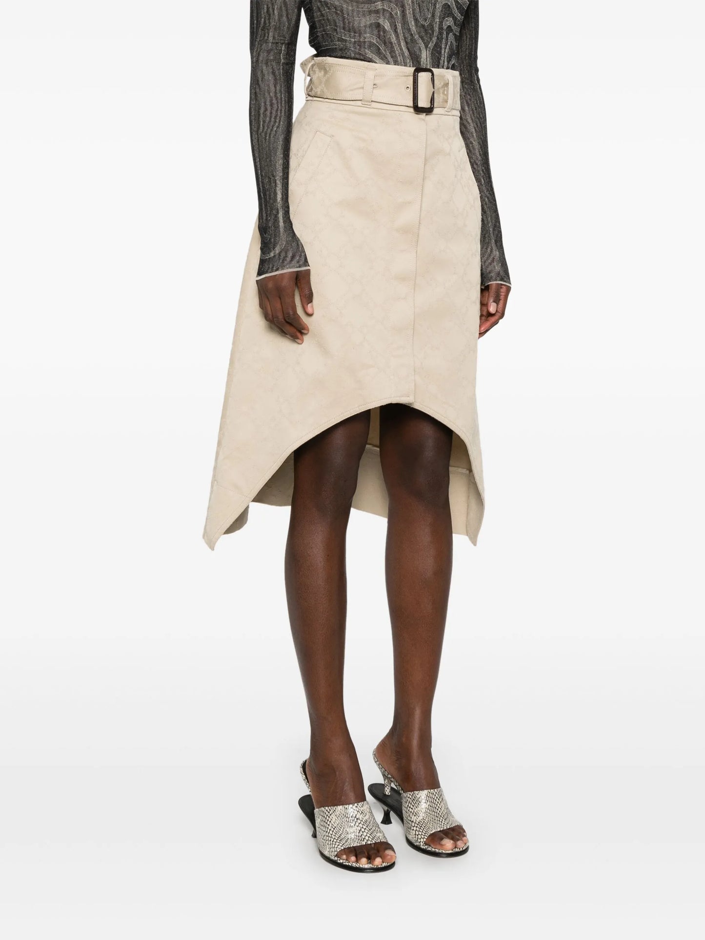 monogram 72 asymmetric midi skirt