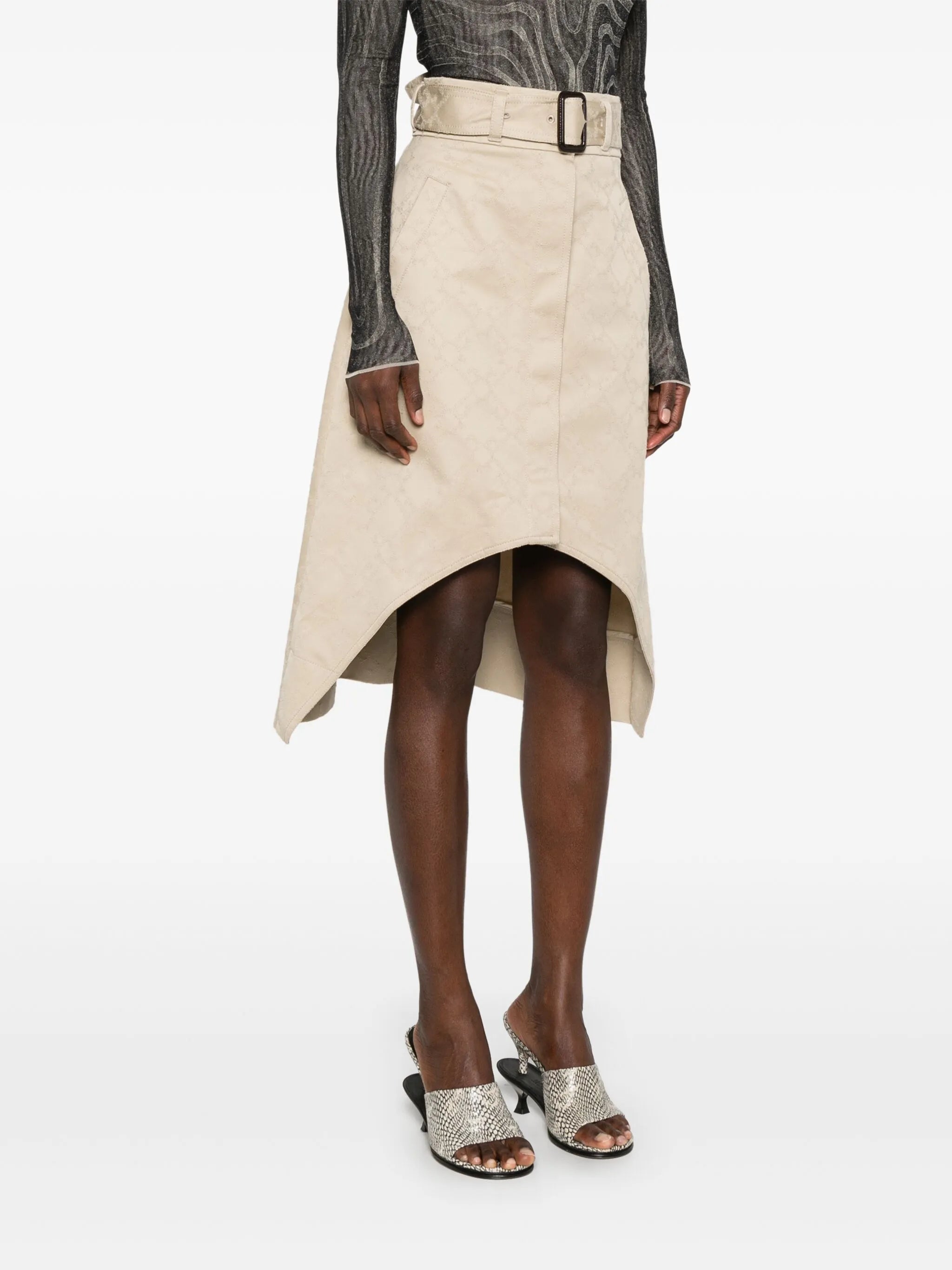 monogram 72 asymmetric midi skirt