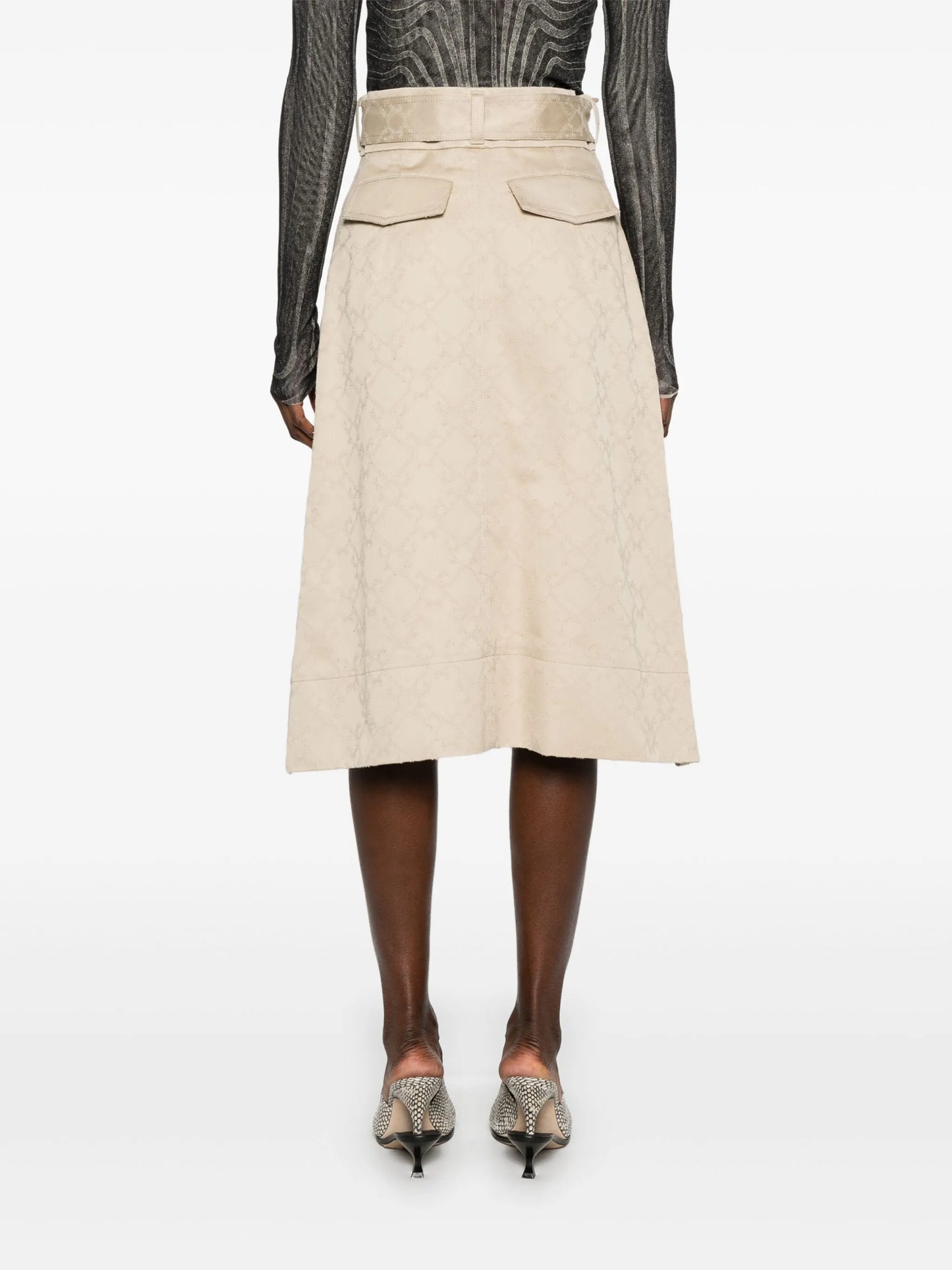 monogram 72 asymmetric midi skirt