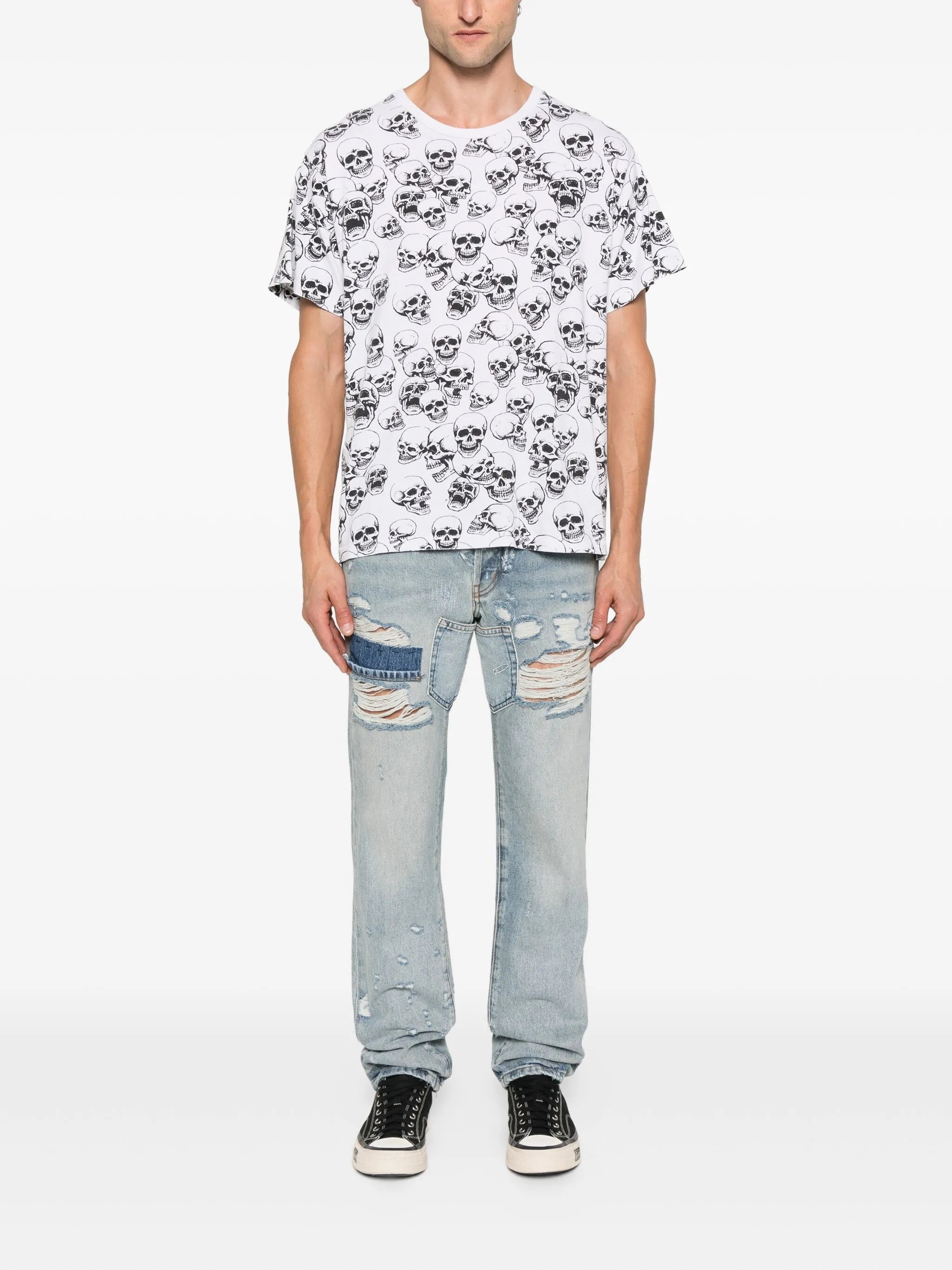 skull-print T-shirt