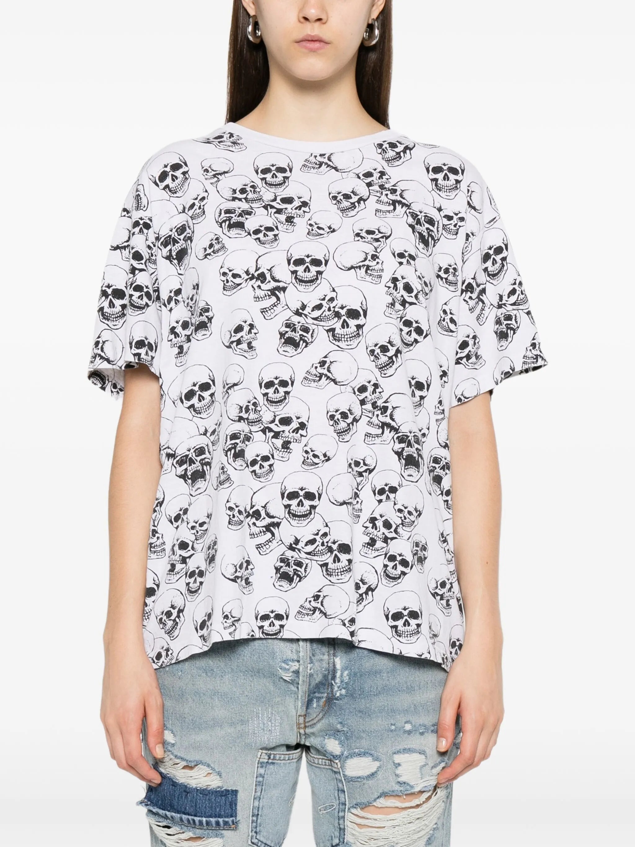 skull-print T-shirt