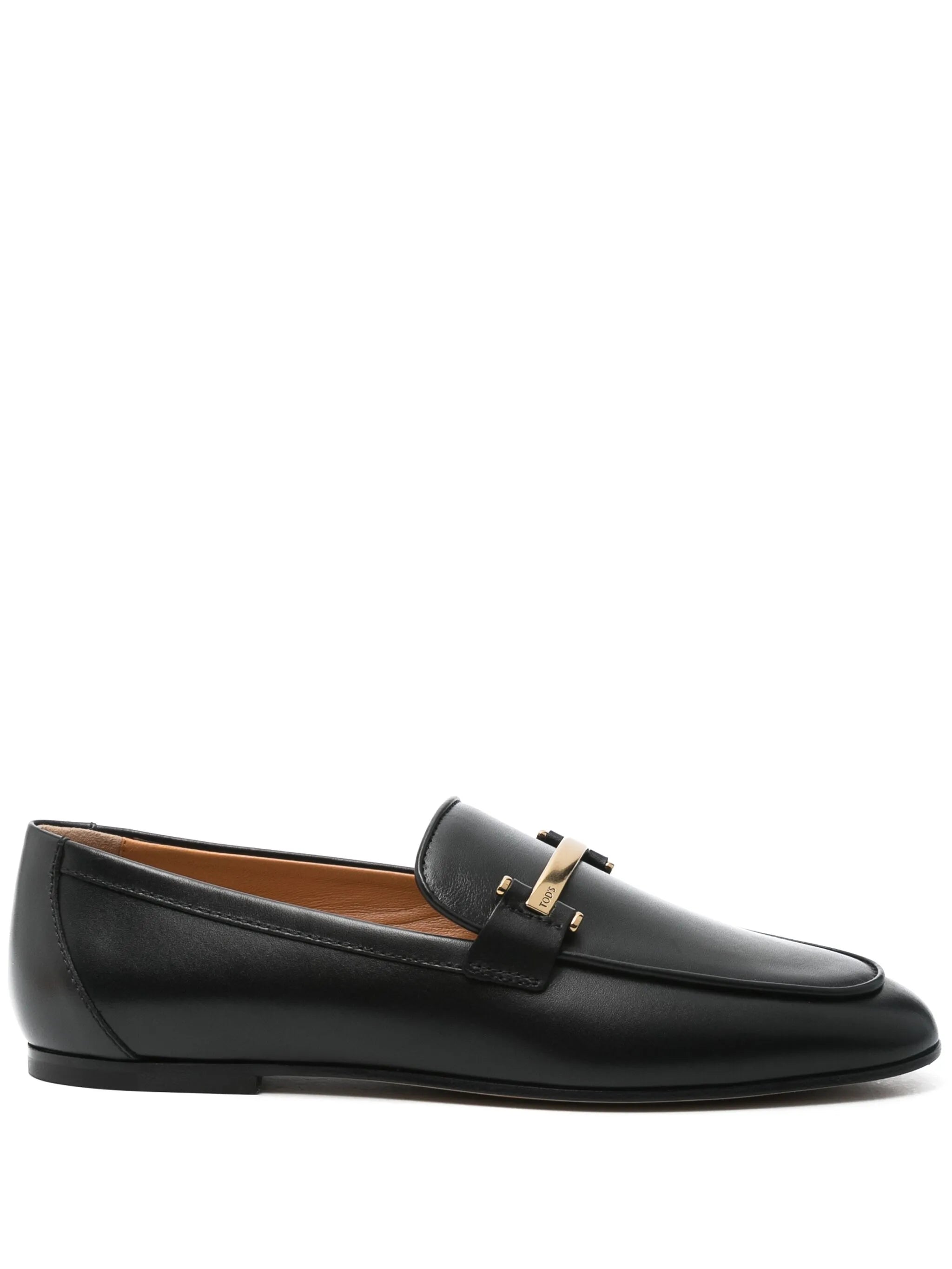 metal-bar leather loafers