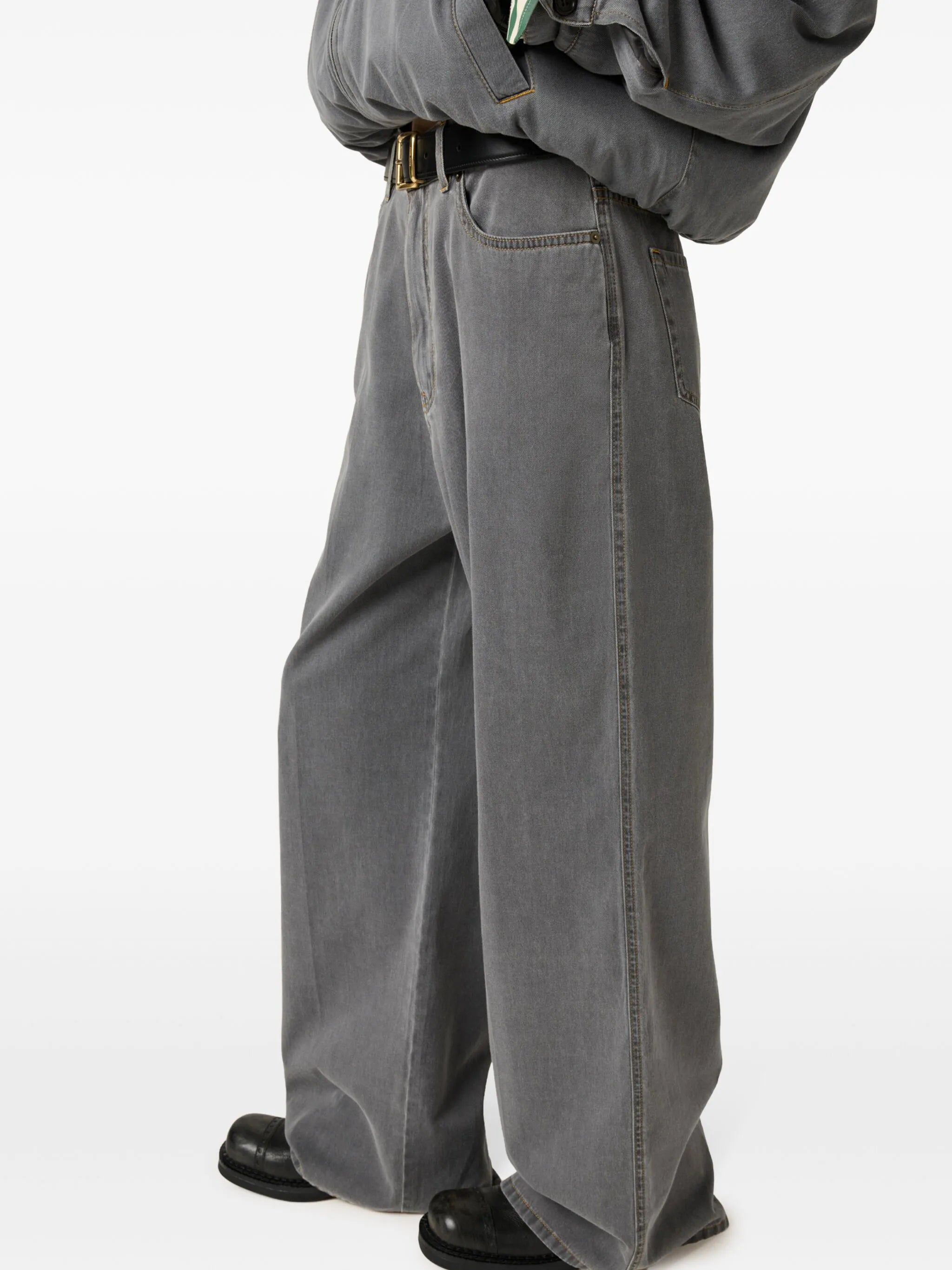 logo-embroidered wide-leg jeans