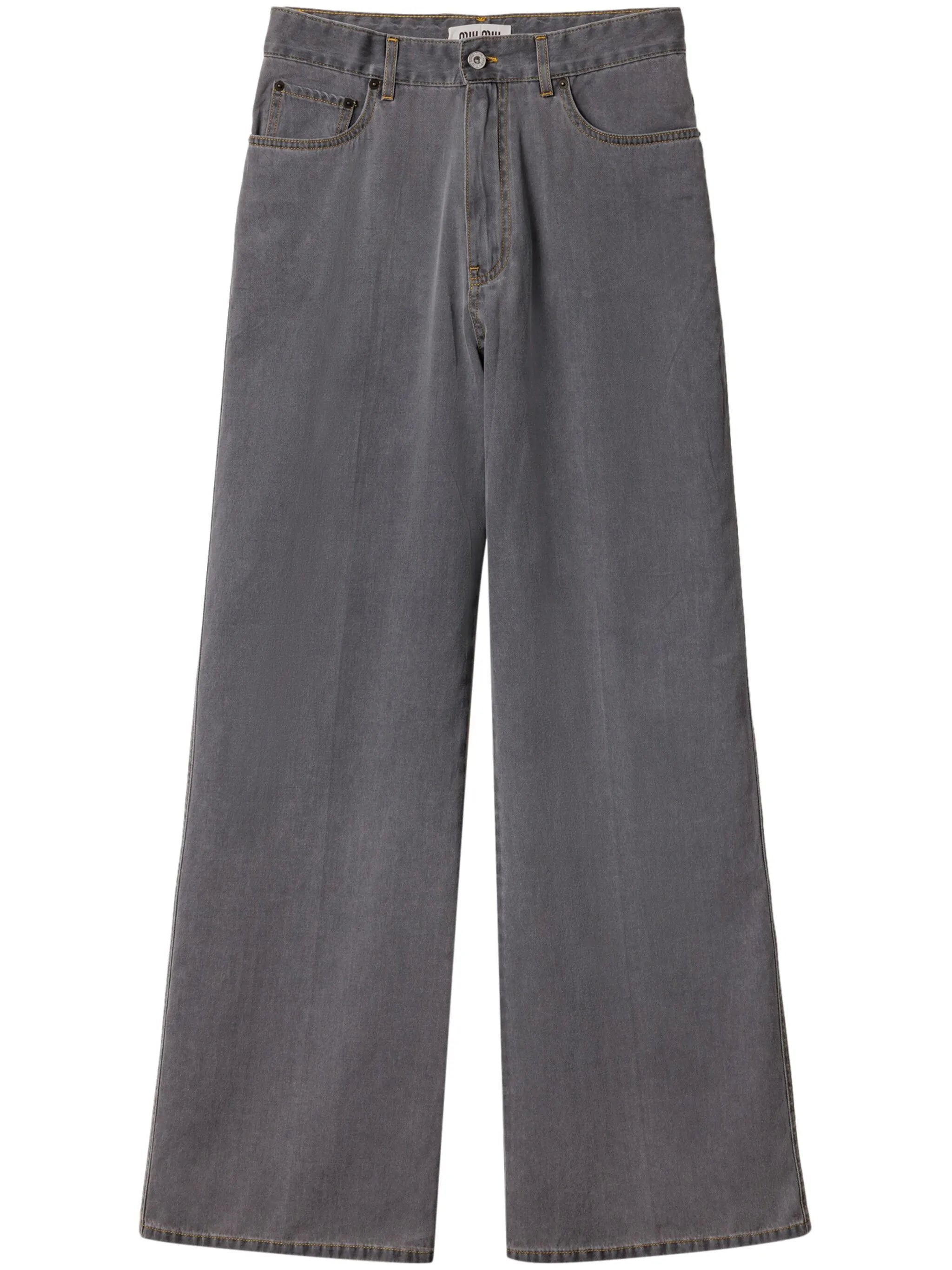 logo-embroidered wide-leg jeans