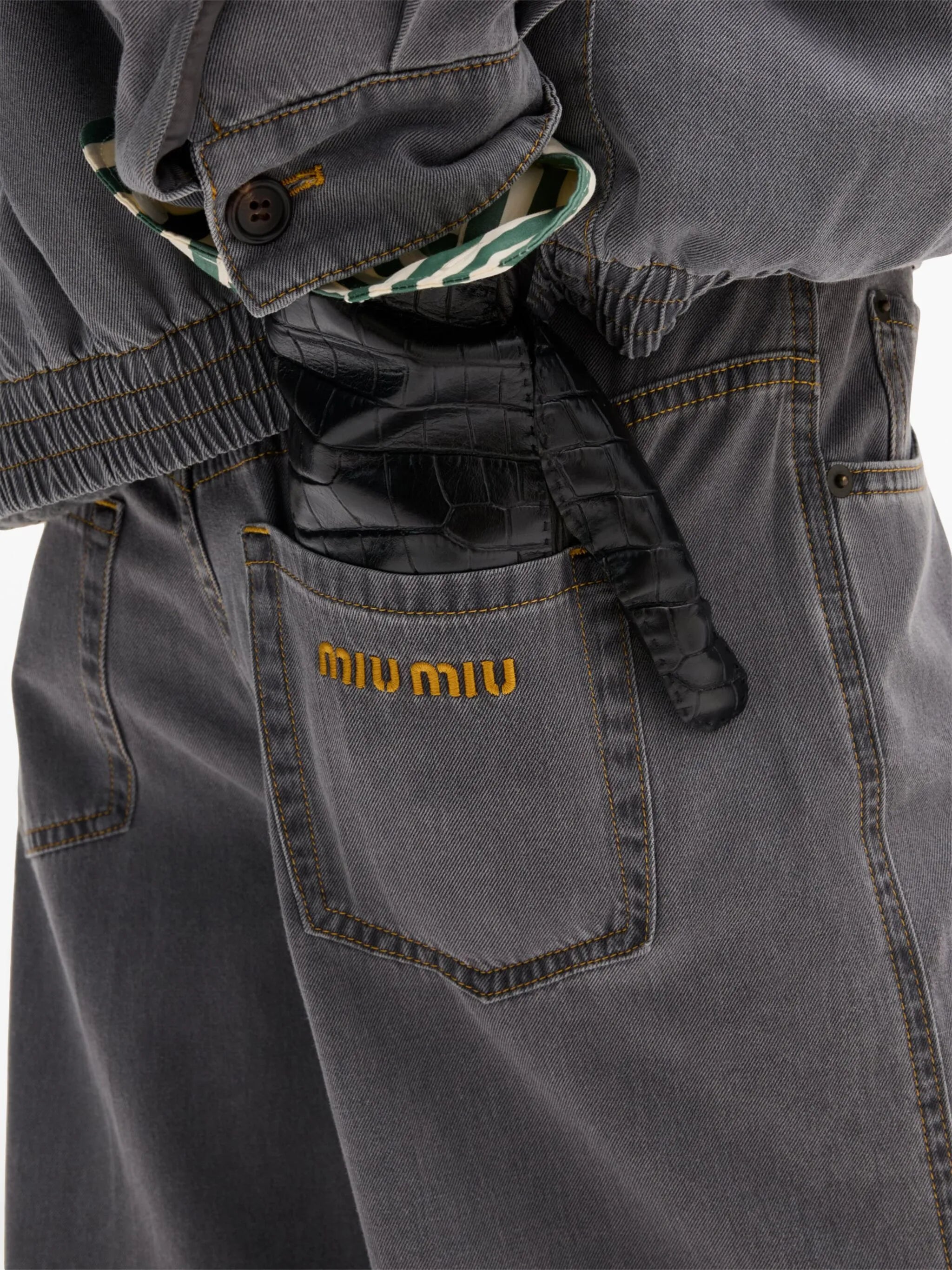 logo-embroidered wide-leg jeans
