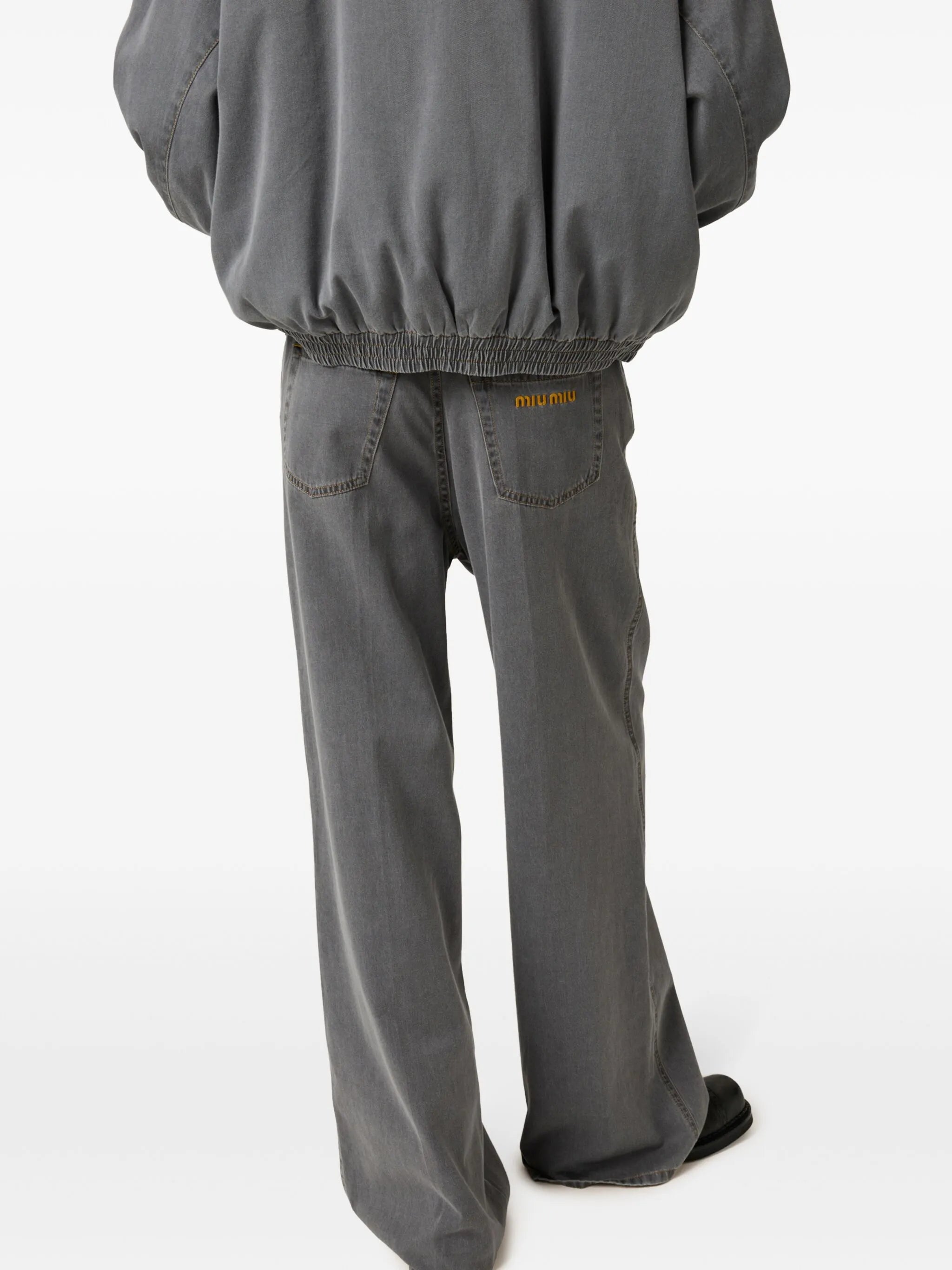 logo-embroidered wide-leg jeans