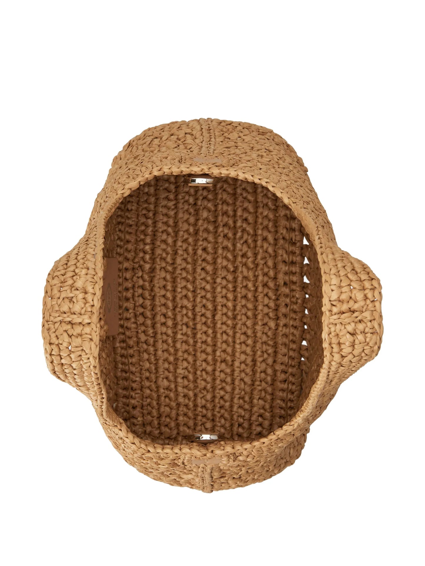 shopping bag in raffia and leather mini