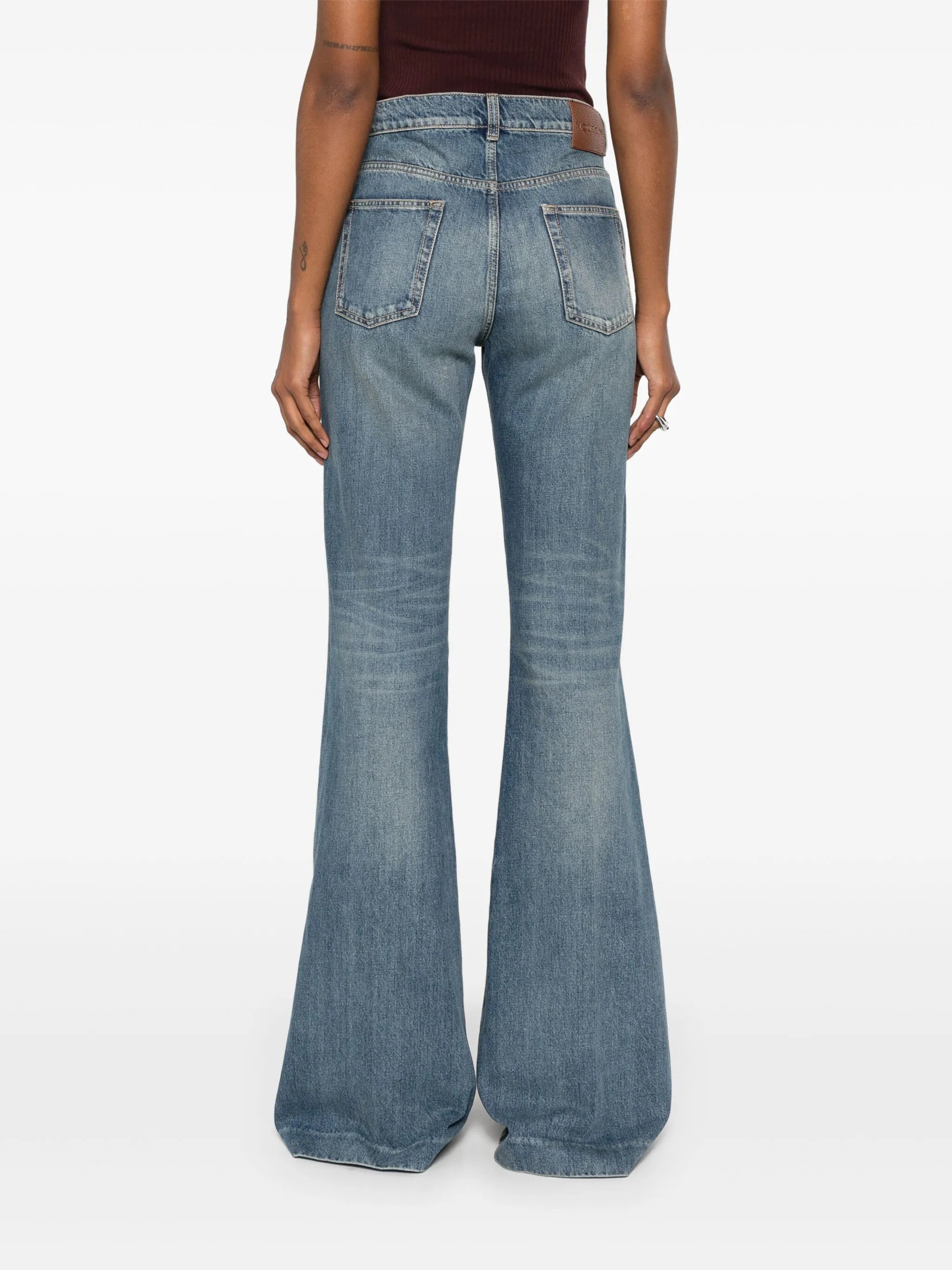 mid-rise flared jeans