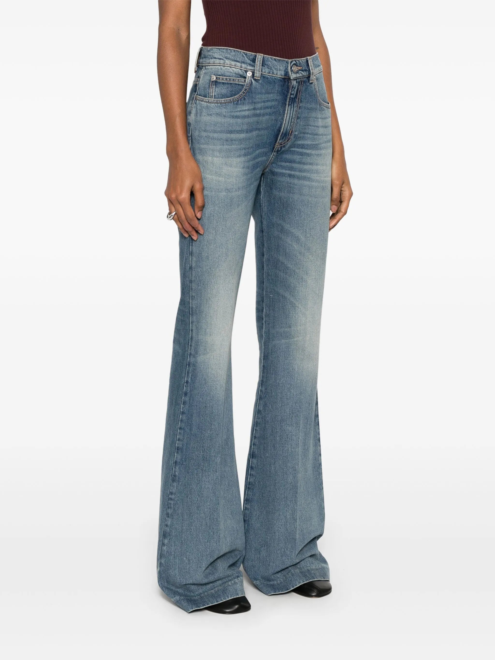 mid-rise flared jeans