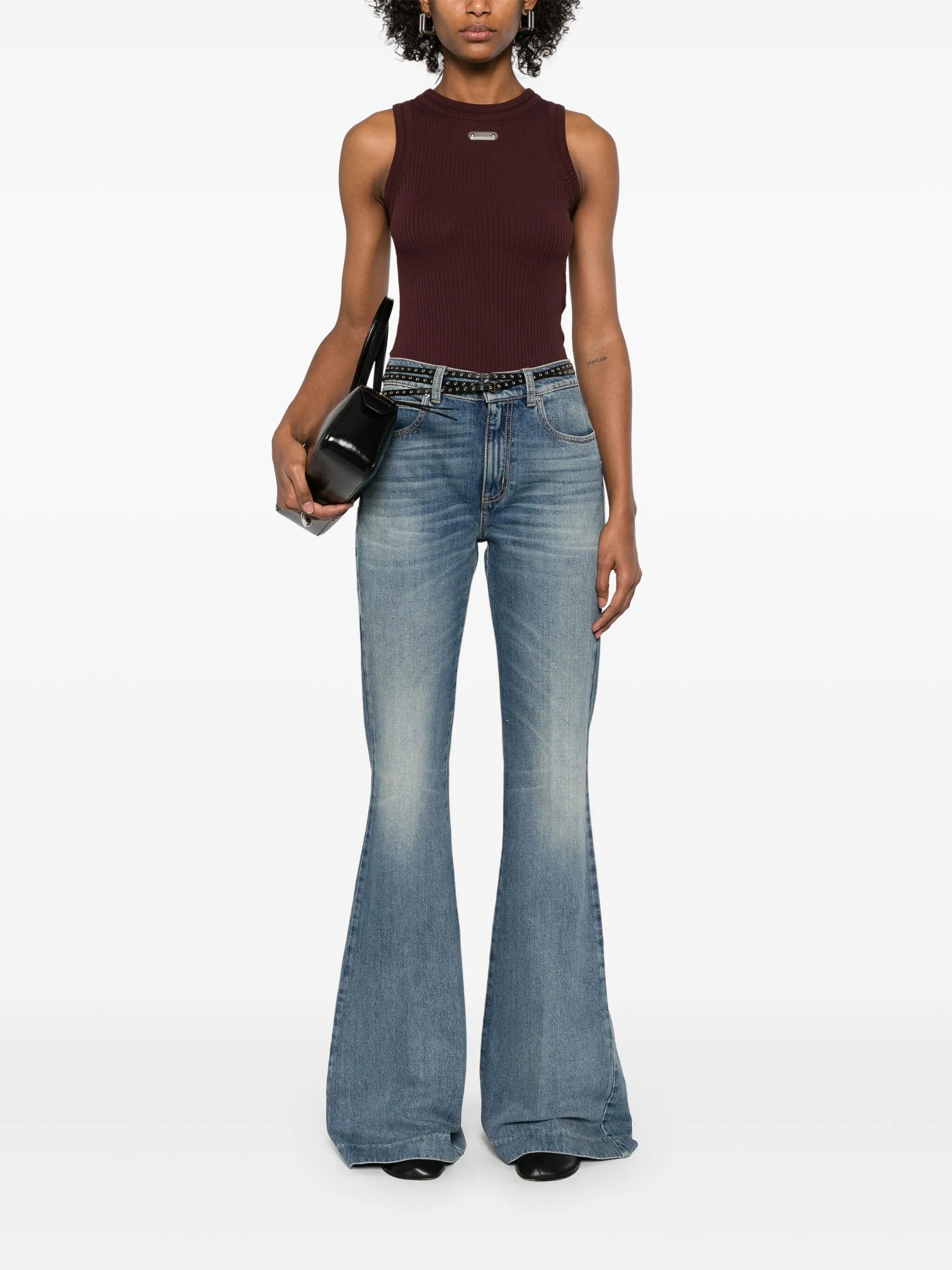 mid-rise flared jeans