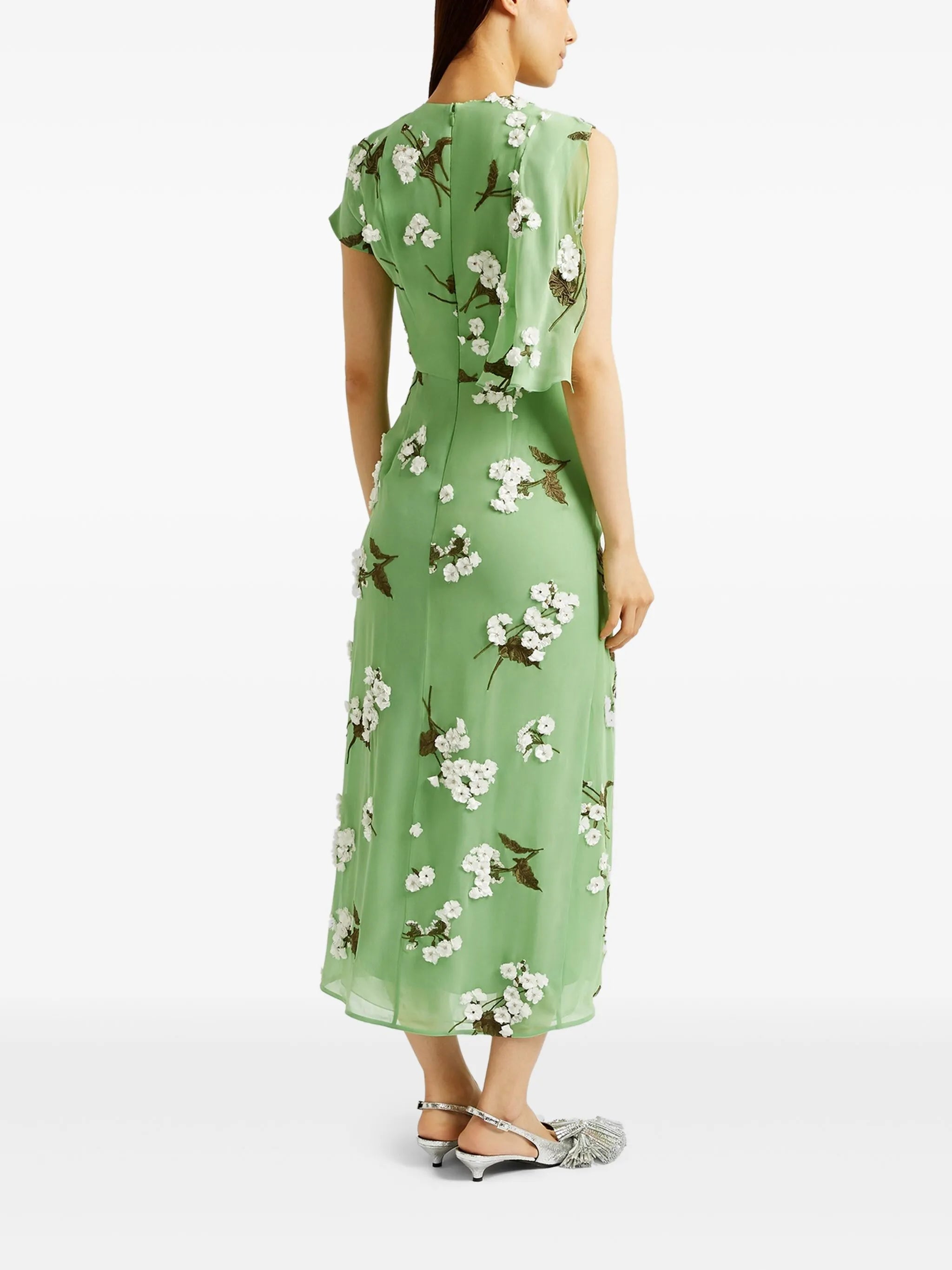 embellished chiffon midi dress