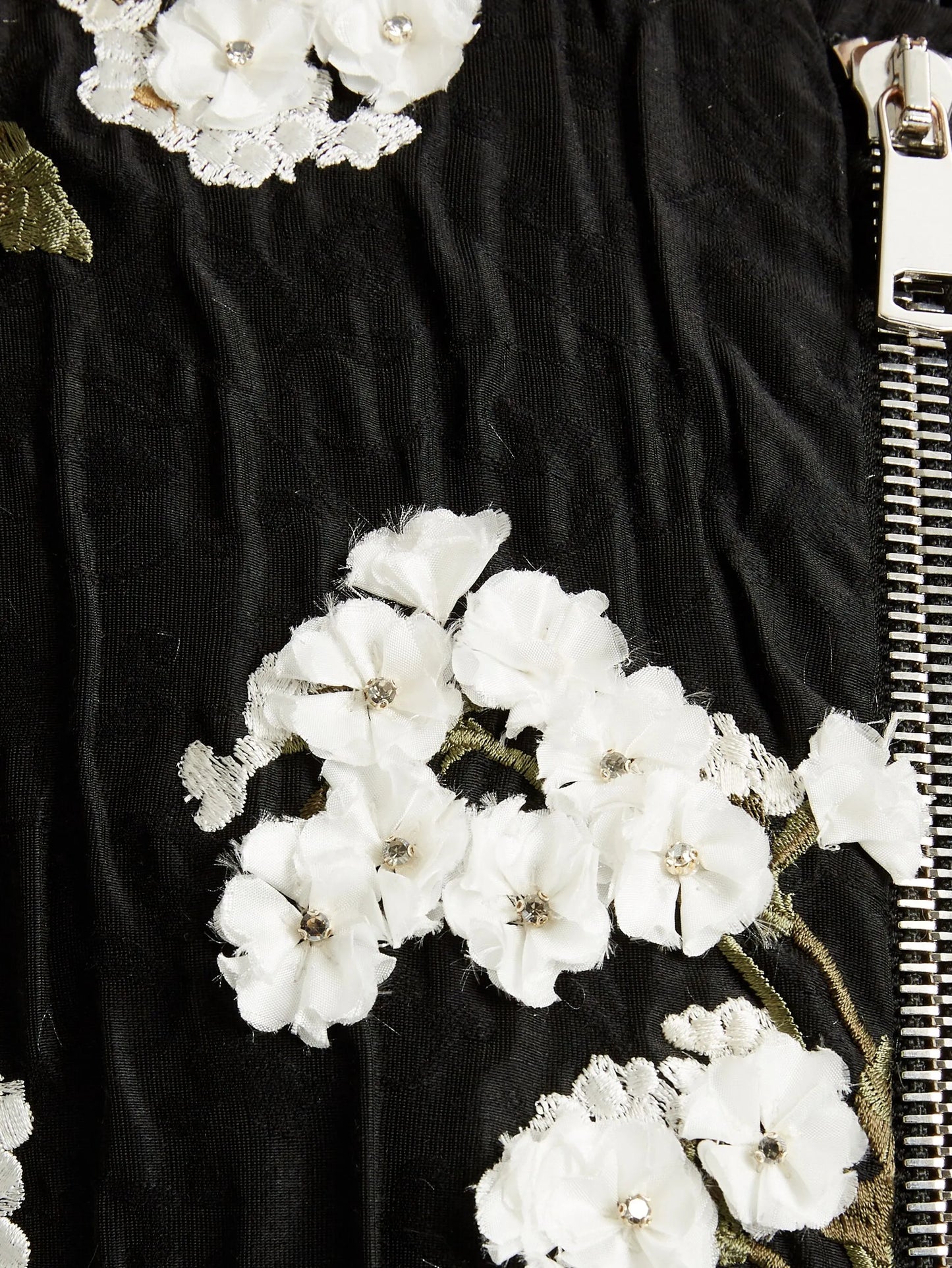 floral-appliqué bomber jacket