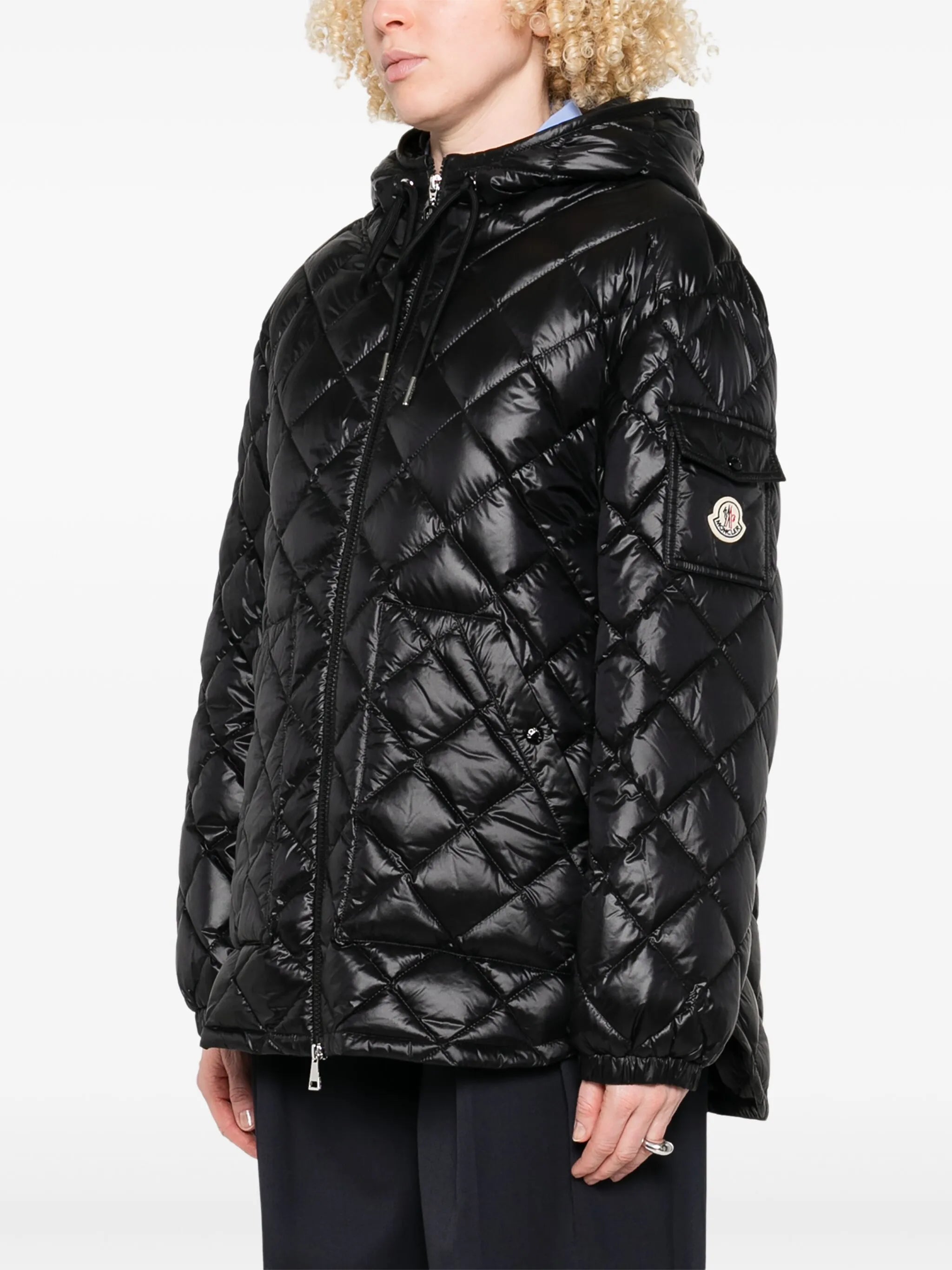 diamond-quilted down jacket