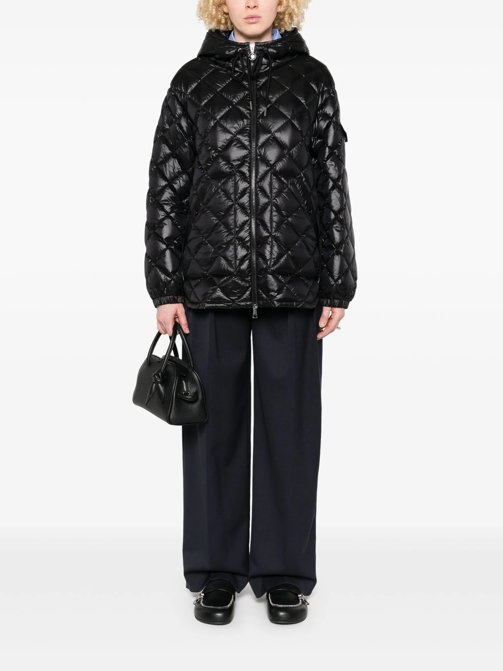 diamond-quilted down jacket