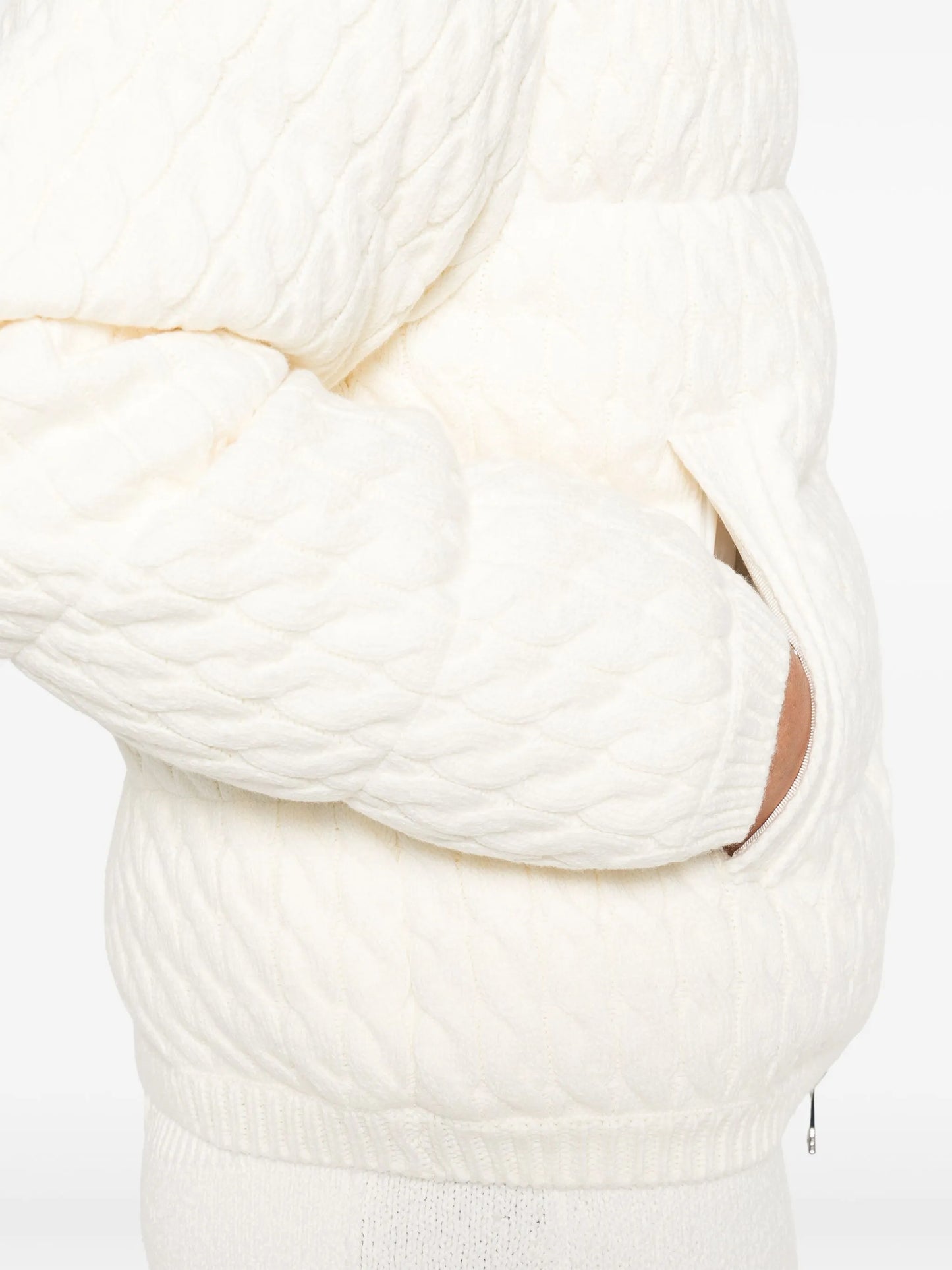 cable-knit padded cardigan