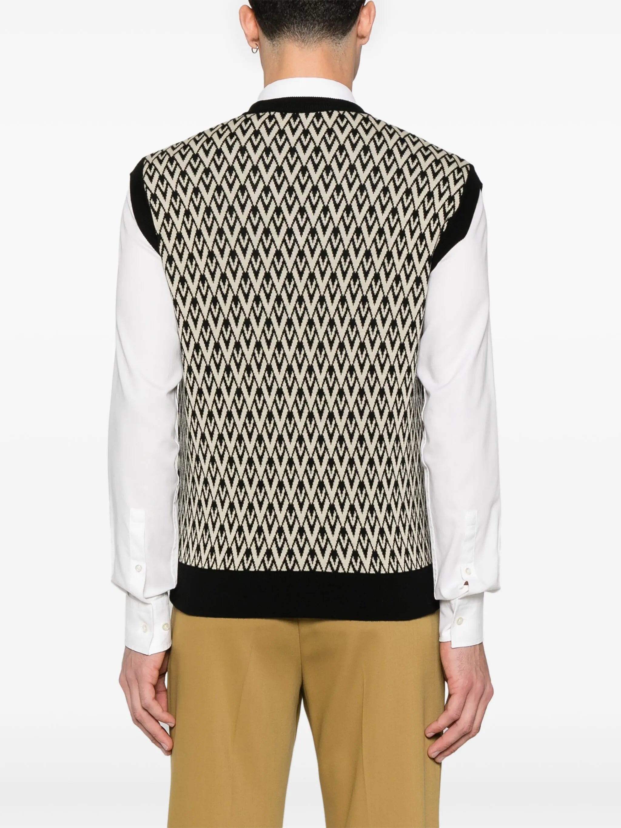 logo-jacquard wool vest