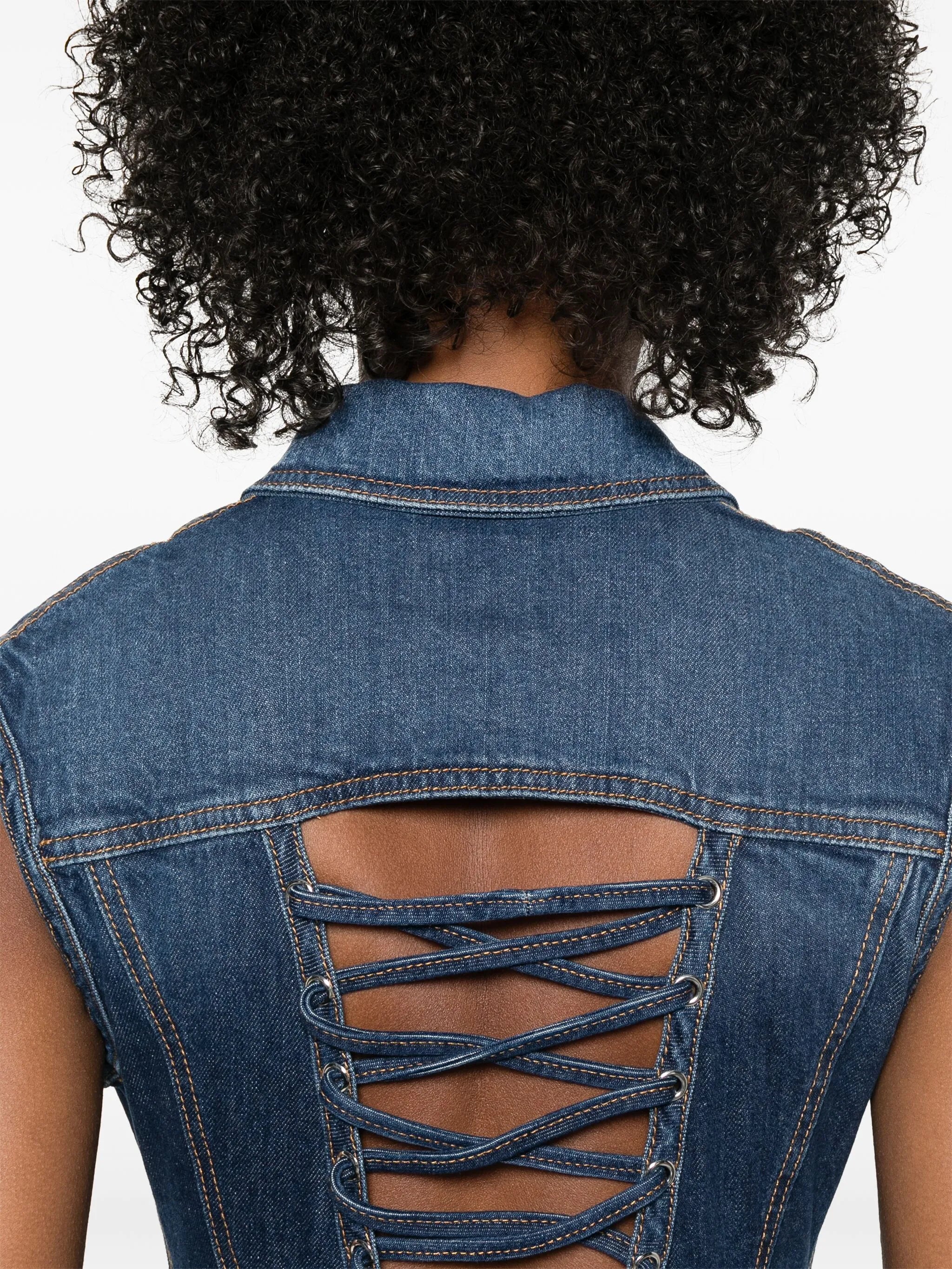 sleeveless denim mini dress