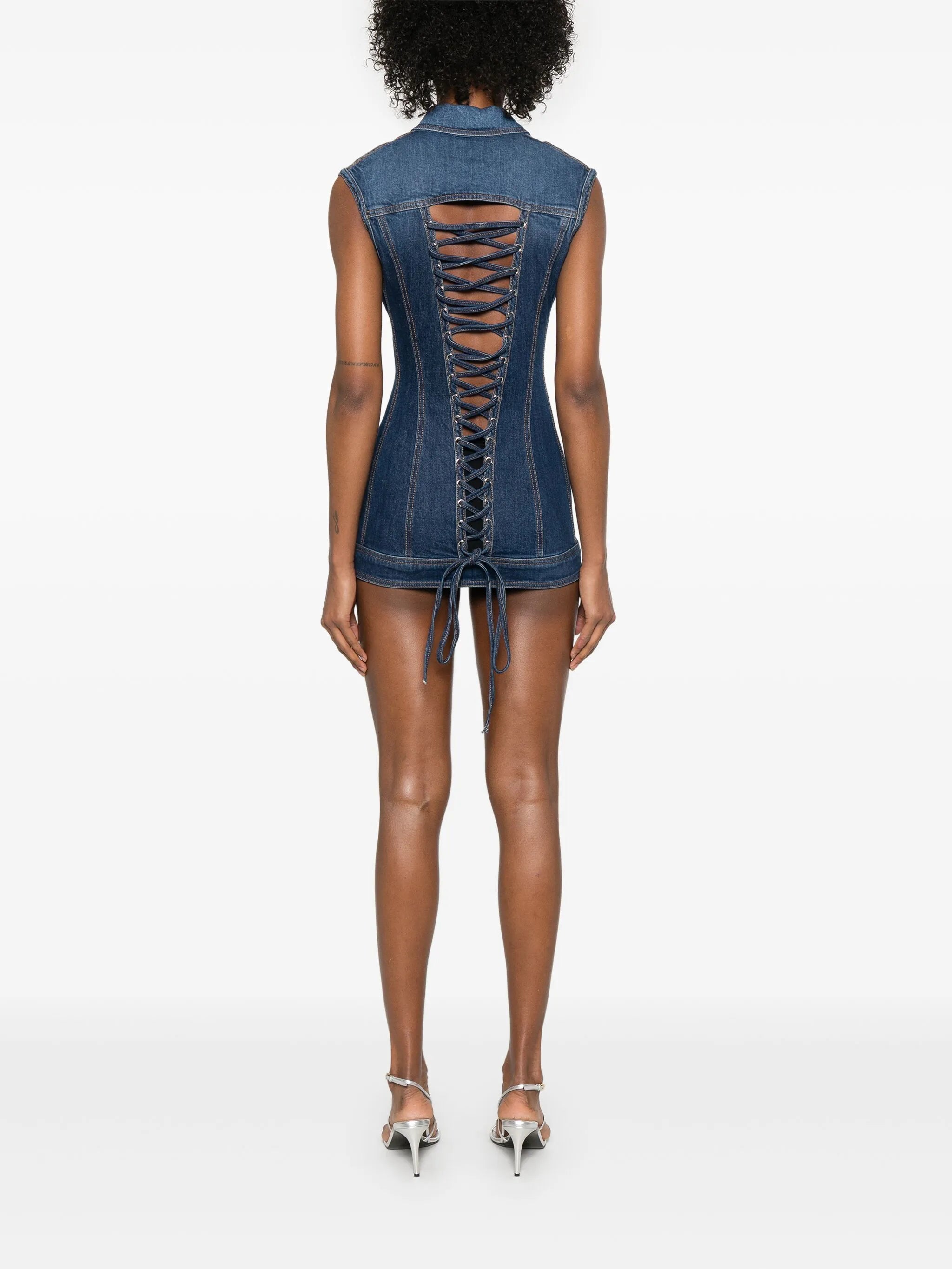 sleeveless denim mini dress
